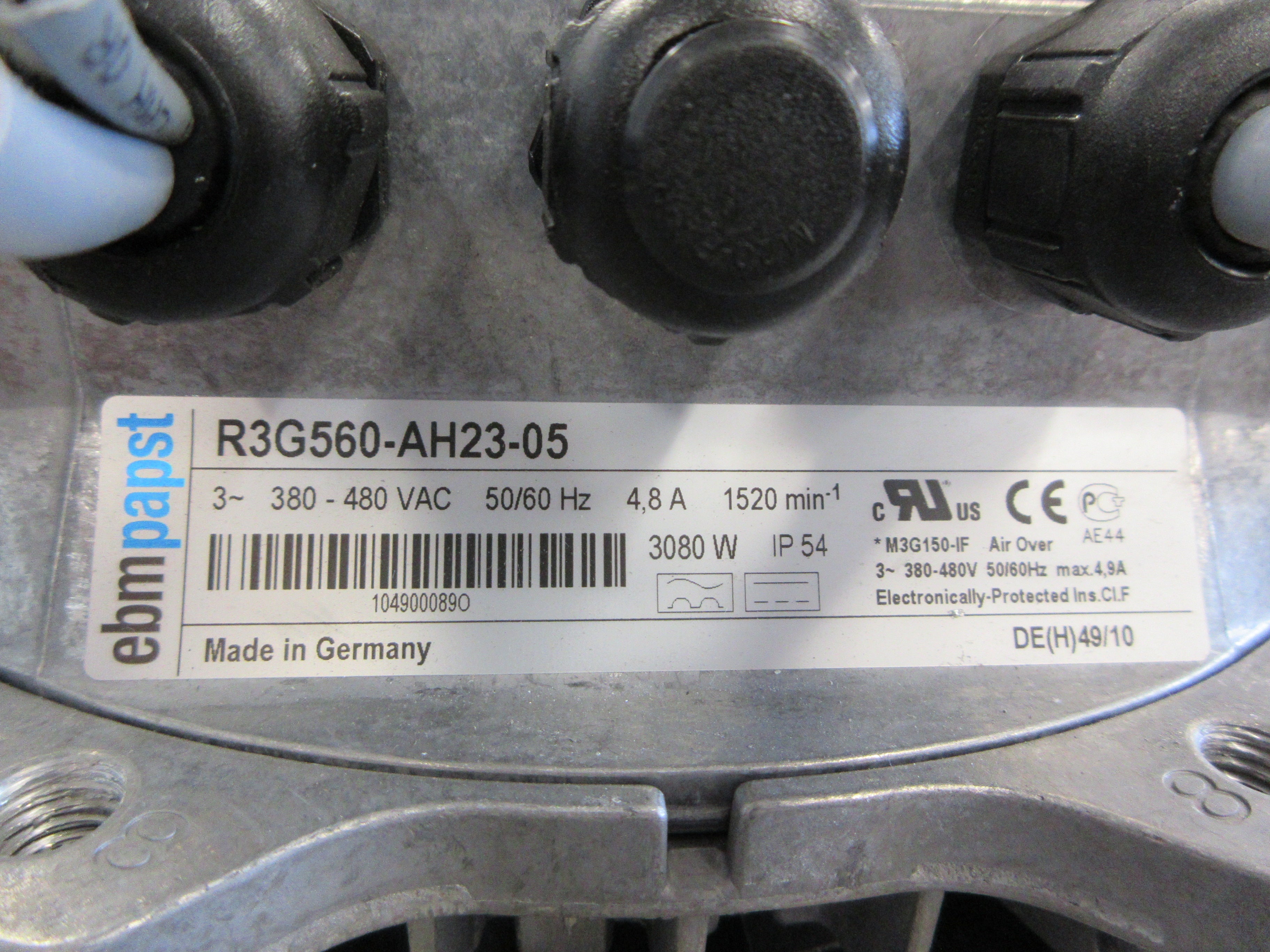 ebmpapst Centrifugal Fan R3G560-AH23-05 380-480V 50/60Hz 3Ph 4.8A 1520RPM Used