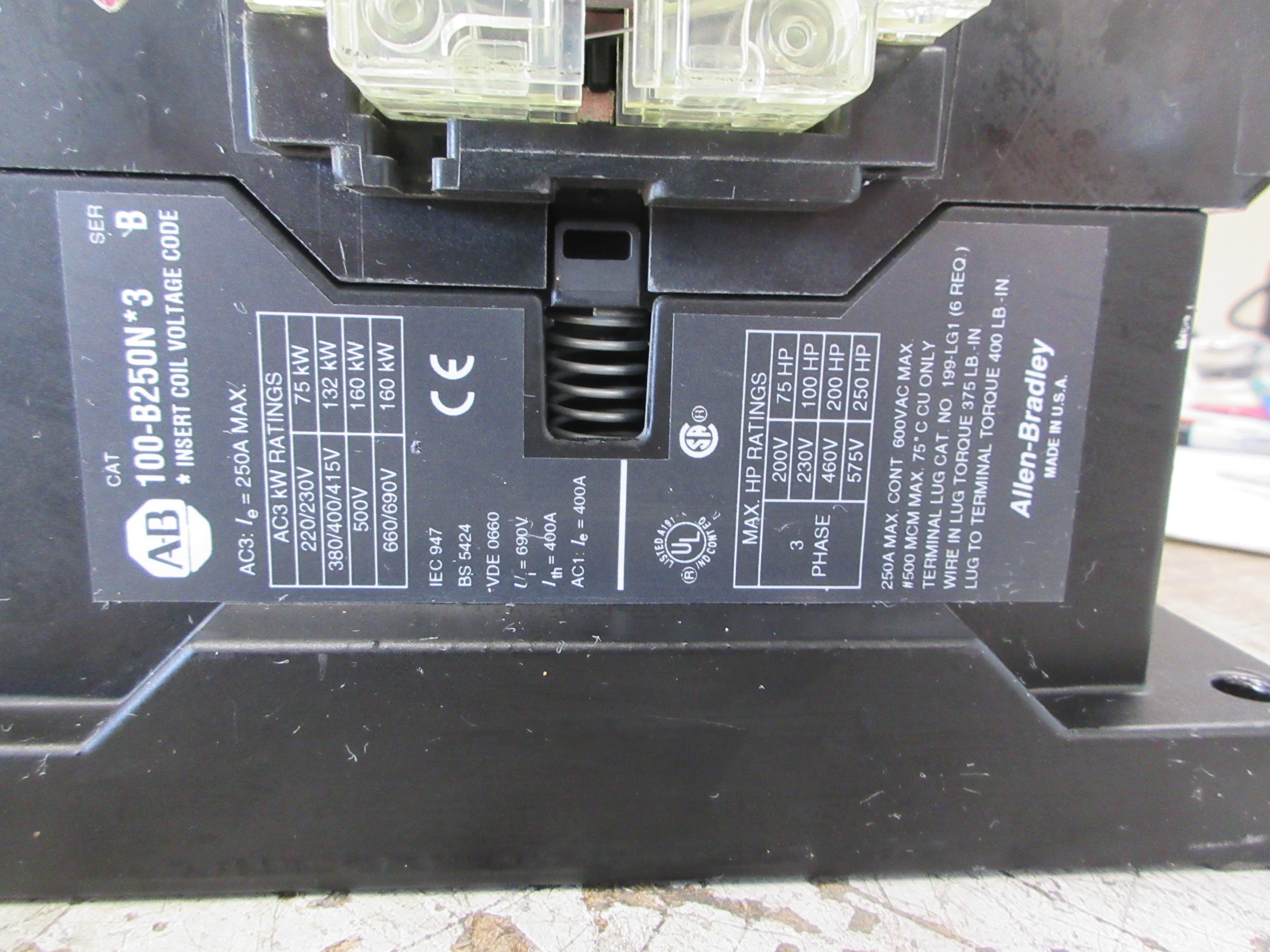 Allen-Bradley Contactor 100-B250N*3 Ser. B 120V Coil 250A 600V Used
