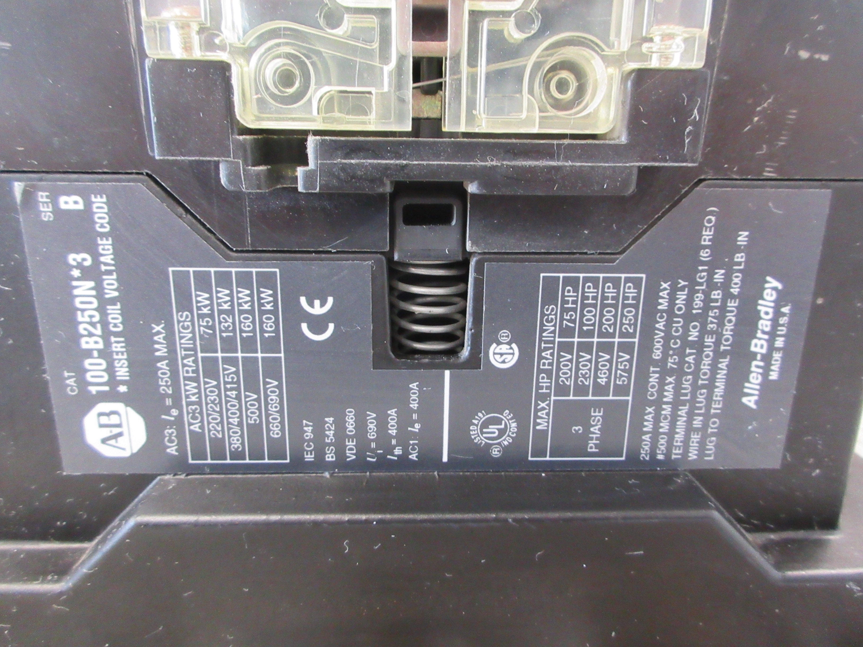 Allen-Bradley Contactor 100-B250N*3 Ser. B 120V Coil 250A 600V Used