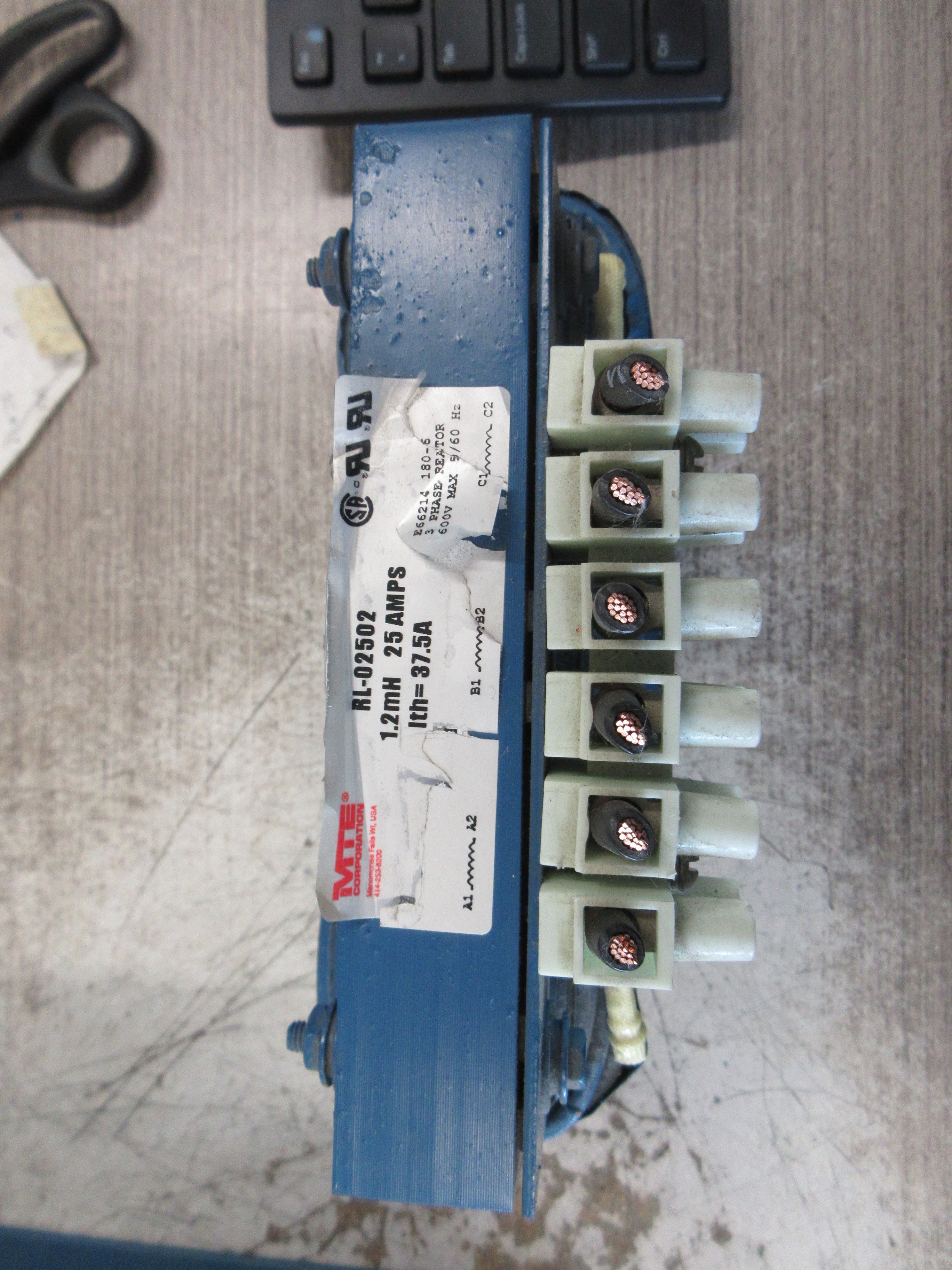 MTE 3Ph Line Reactor RL-02502 1.2mH 25A 600V 50/60Hz Used