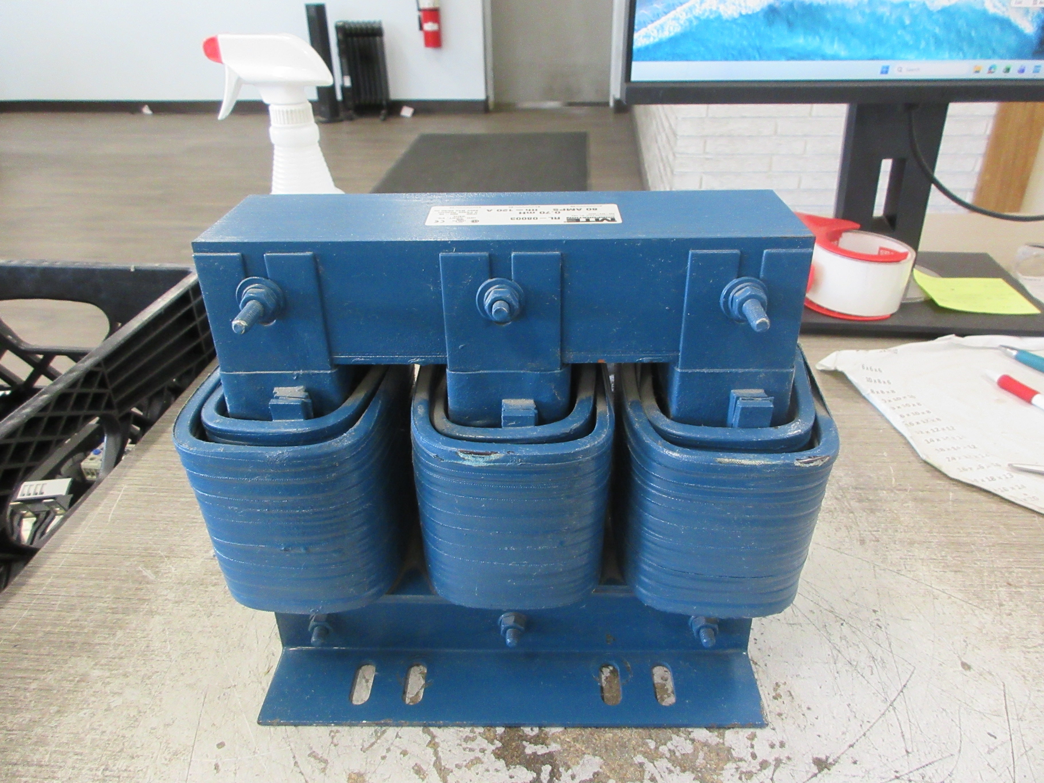 MTE 3Ph Line Reactor RL-08003 80A 0.70mH 690V 50/60Hz Used