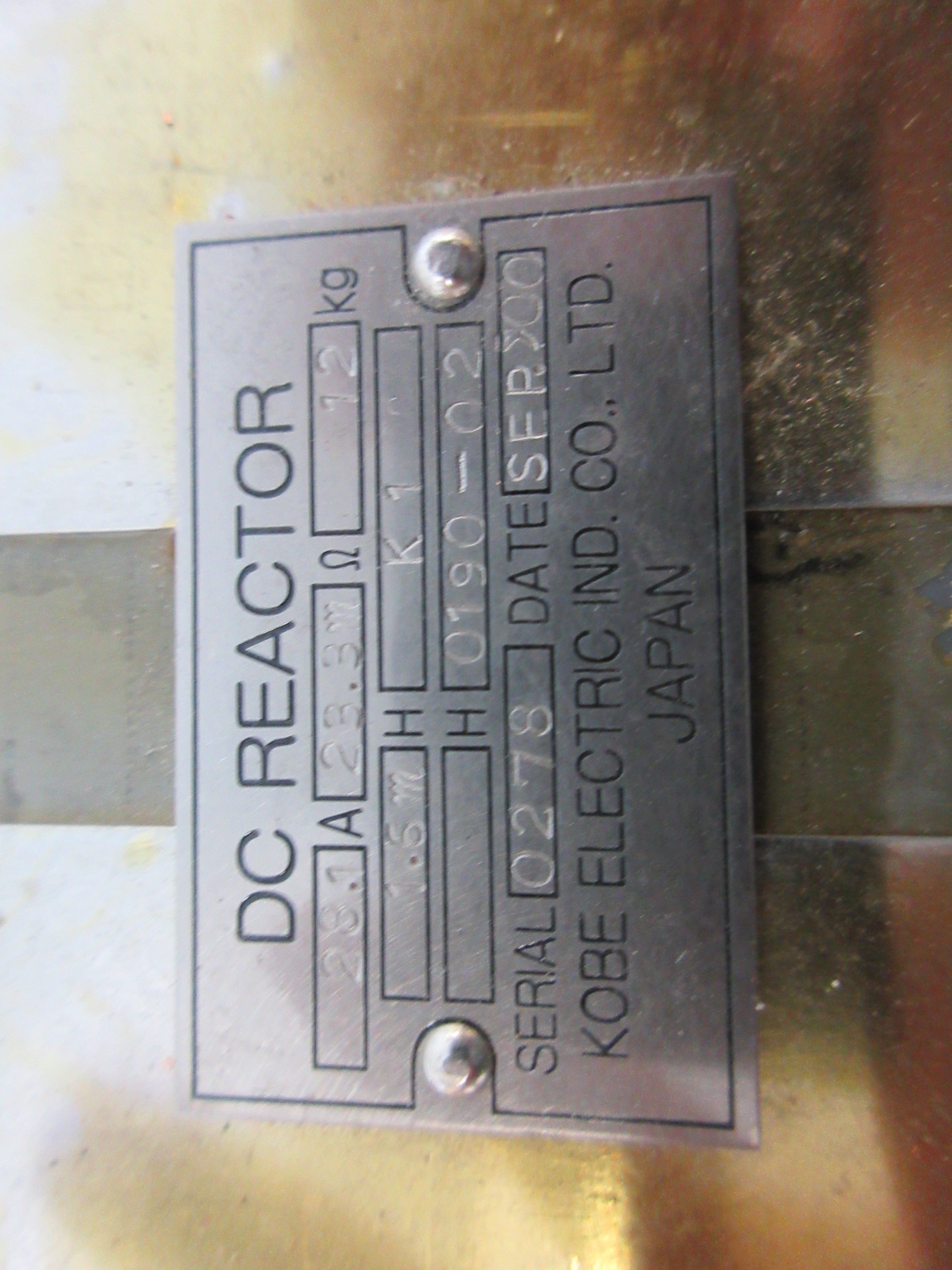Kobe Electric DC Line Reactor 0190-02 28.1A 23.3m ohms 1.6mH Used