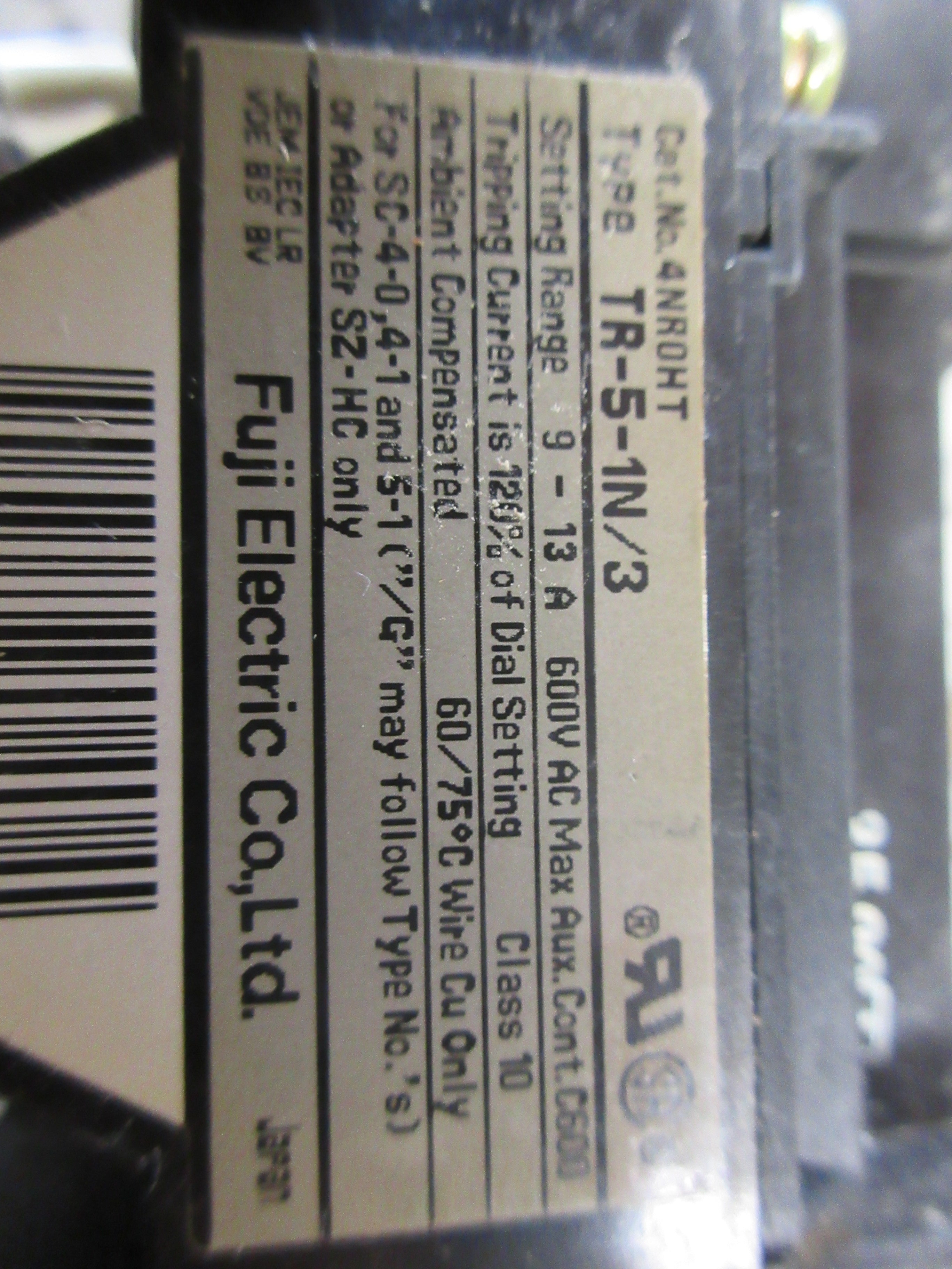 Fuji Electric Solid State Overload TR-5-1N/3 Trip: 9-13A Used