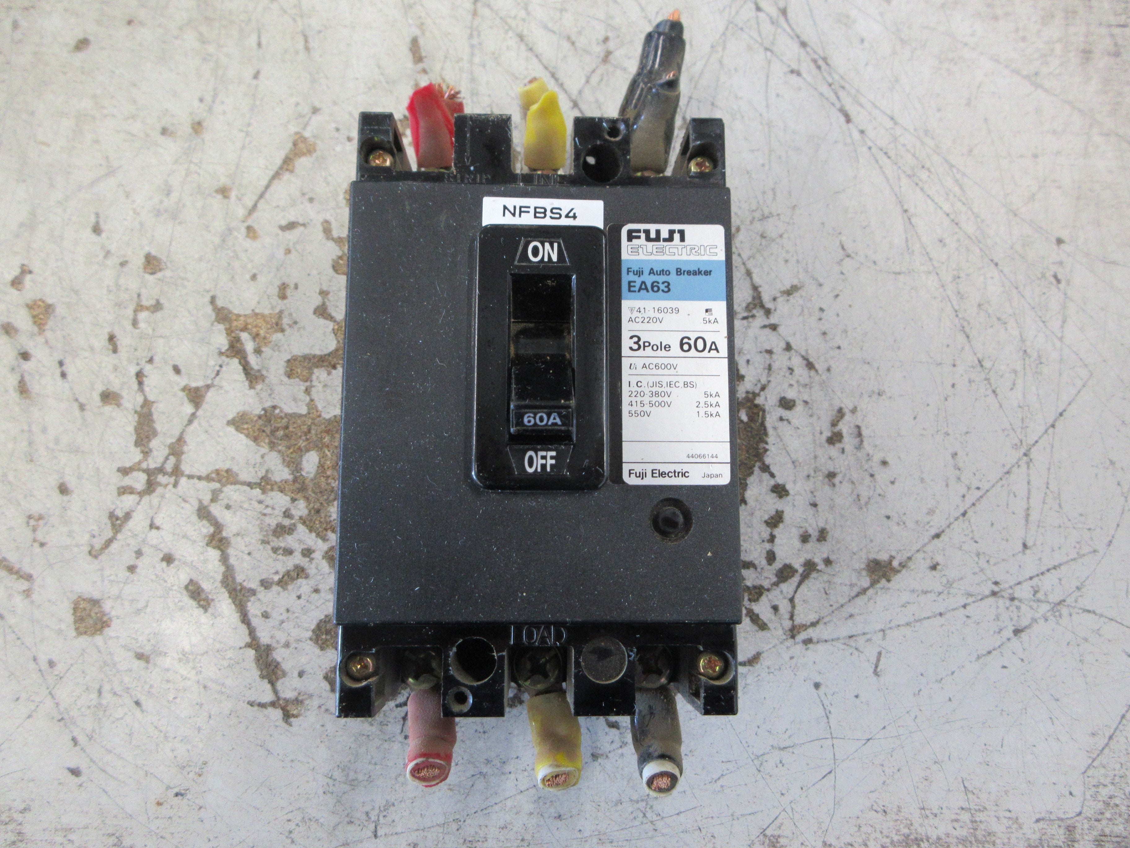 Fuji Electric Circuit Breaker EA63 60A 600V 3P Used
