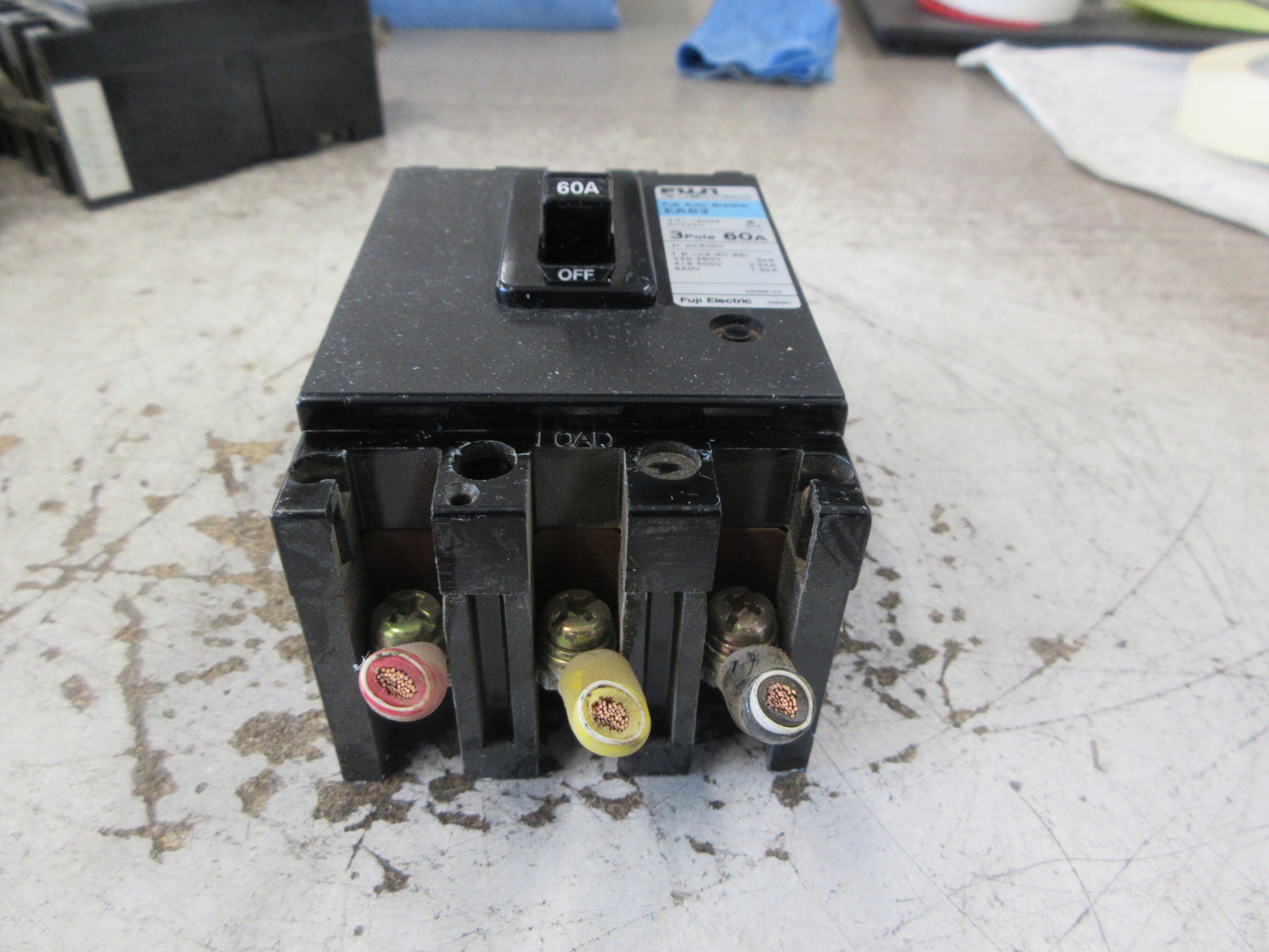 Fuji Electric Circuit Breaker EA63 60A 600V 3P Used