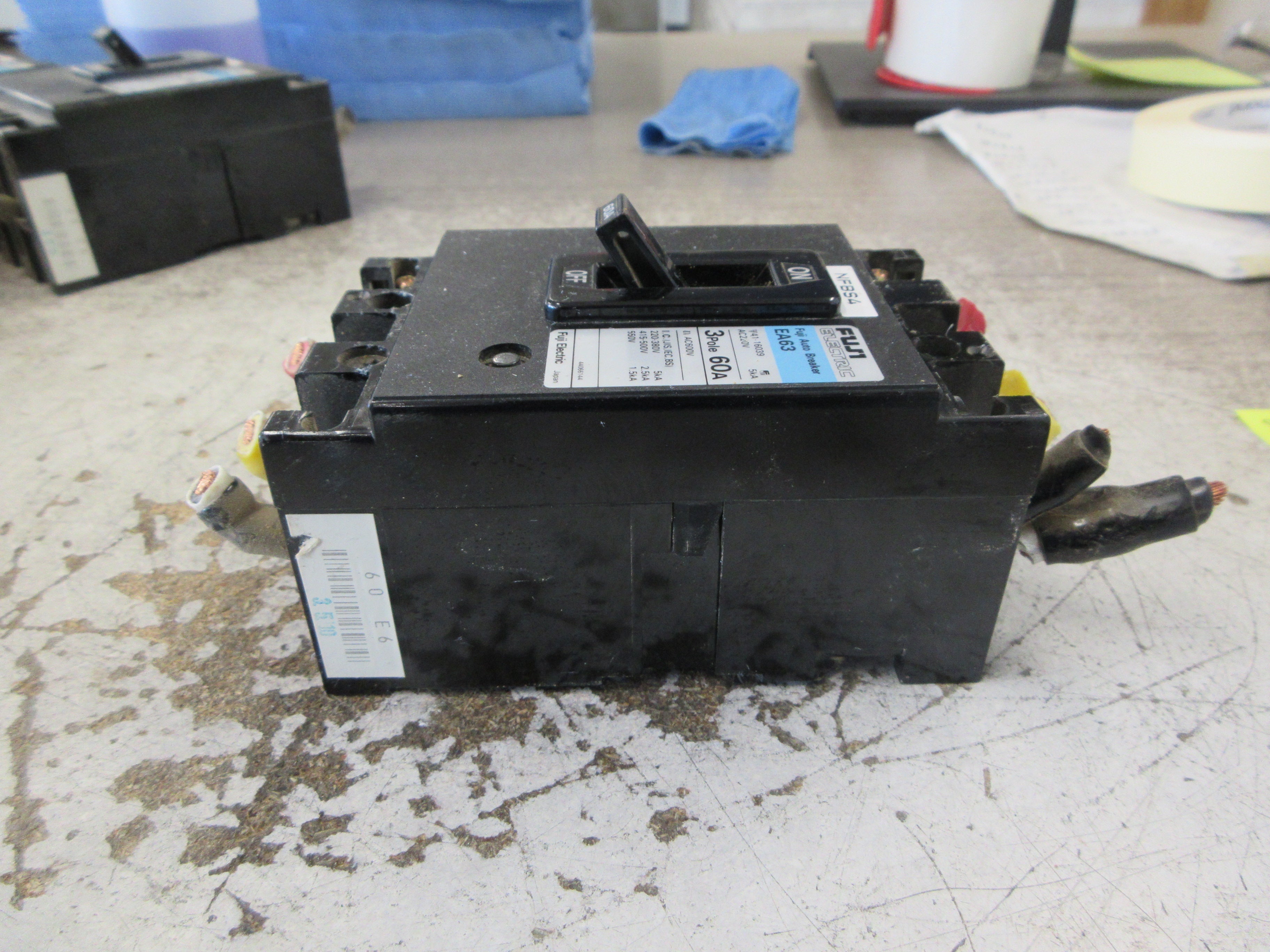 Fuji Electric Circuit Breaker EA63 60A 600V 3P Used