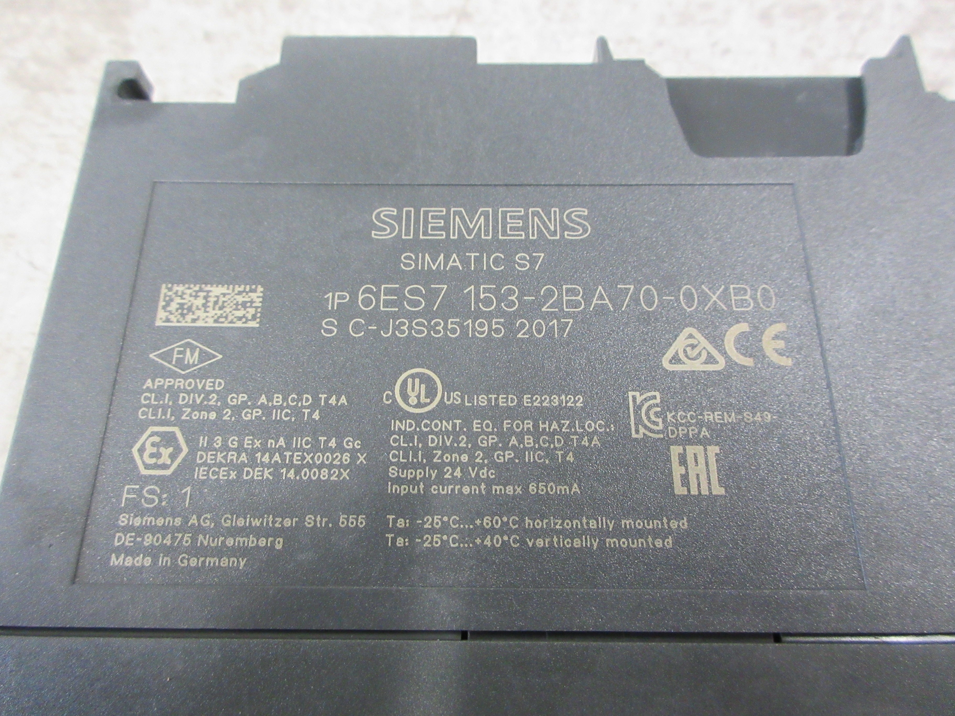 Siemens Samatic S7 Interface Module 6ES7 153-2BA70-0XB0 FS: 1 Used