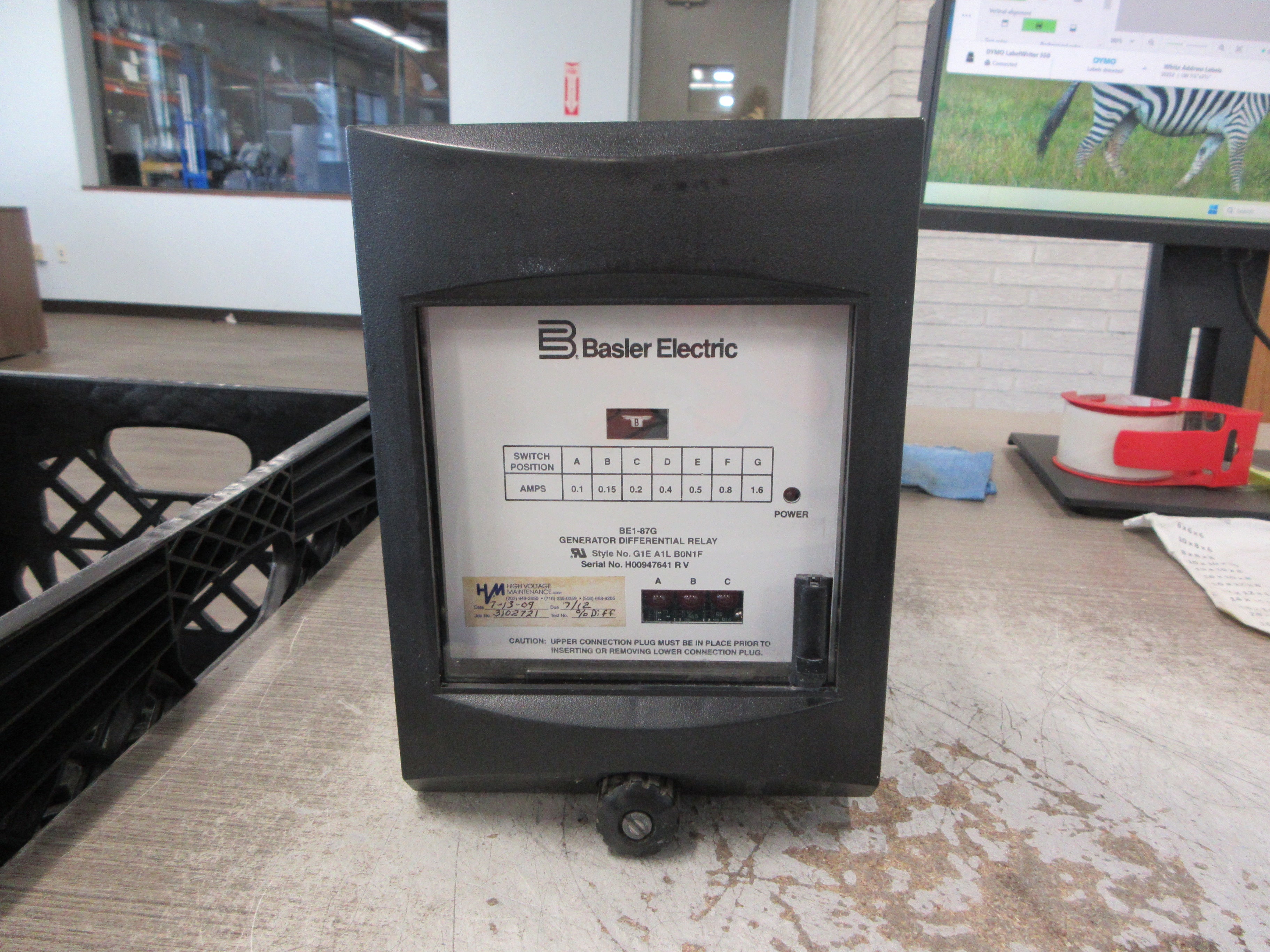 Basler BE1-87G Generator Differential Relay G1E A1L B0N1F Used