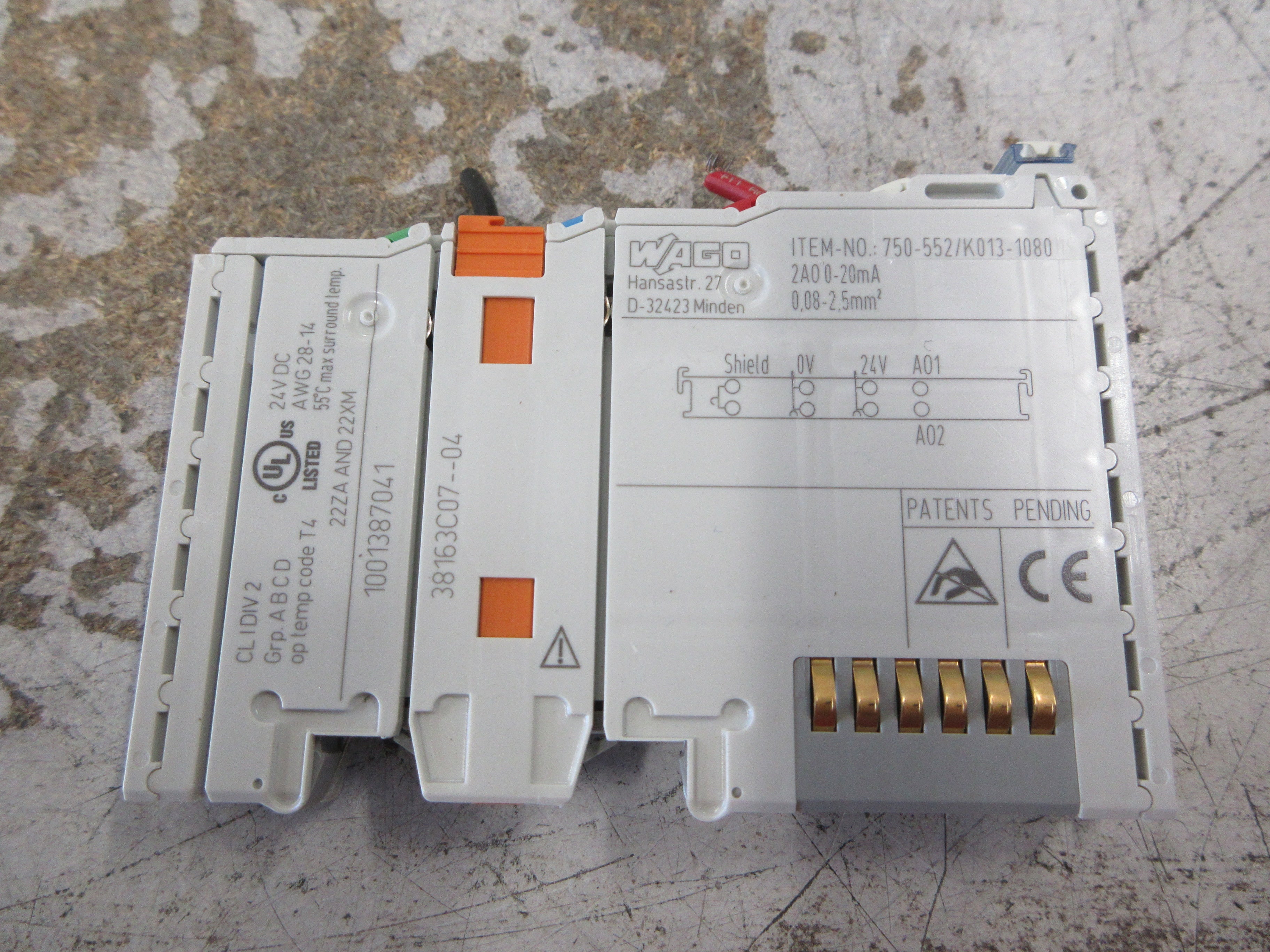 Wago GEA Analog Output Module 750-552/K013-1080 2-Ch 0-20mA Used