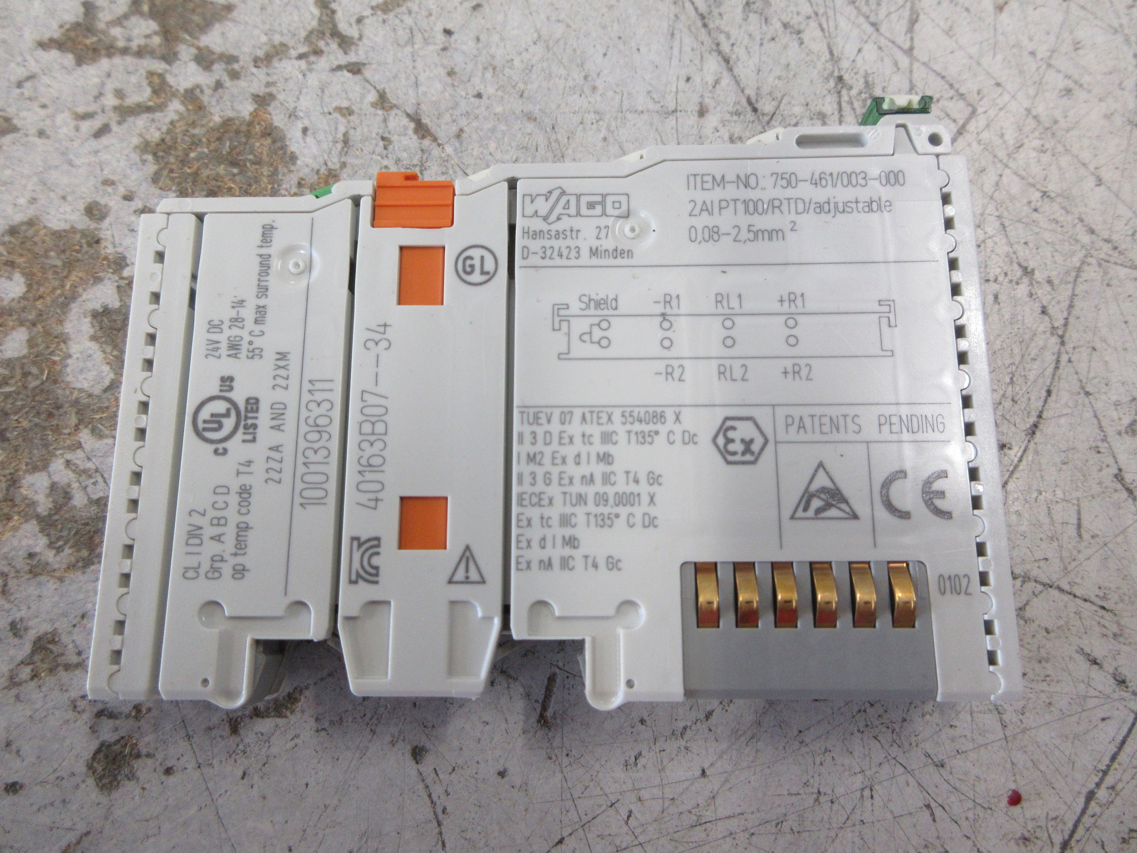 Wago GEA Analog Input Module 750-461/003-000 2-Ch PT100/RTD/Adjustable Used