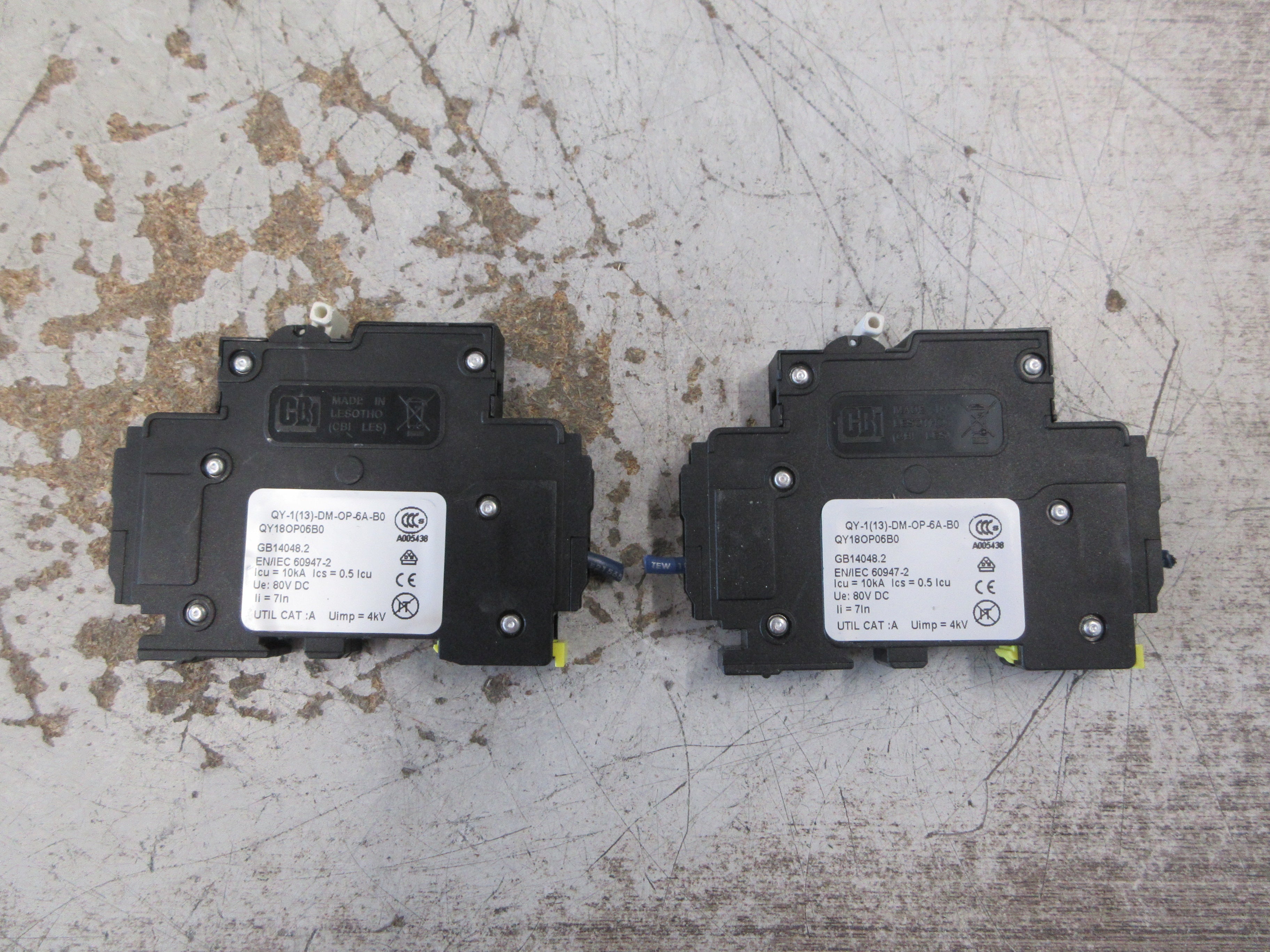 CBi DC Circuit Breaker QY180P06B0 6A 80VDC 1P *Lot of 2* Used