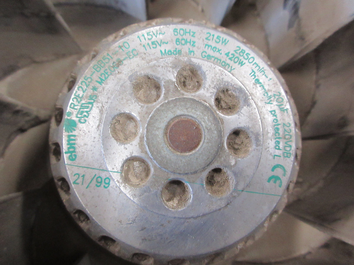ebm Motorized Impeller R2E225-BB51-10 115V 60Hz 2850 RPM Used