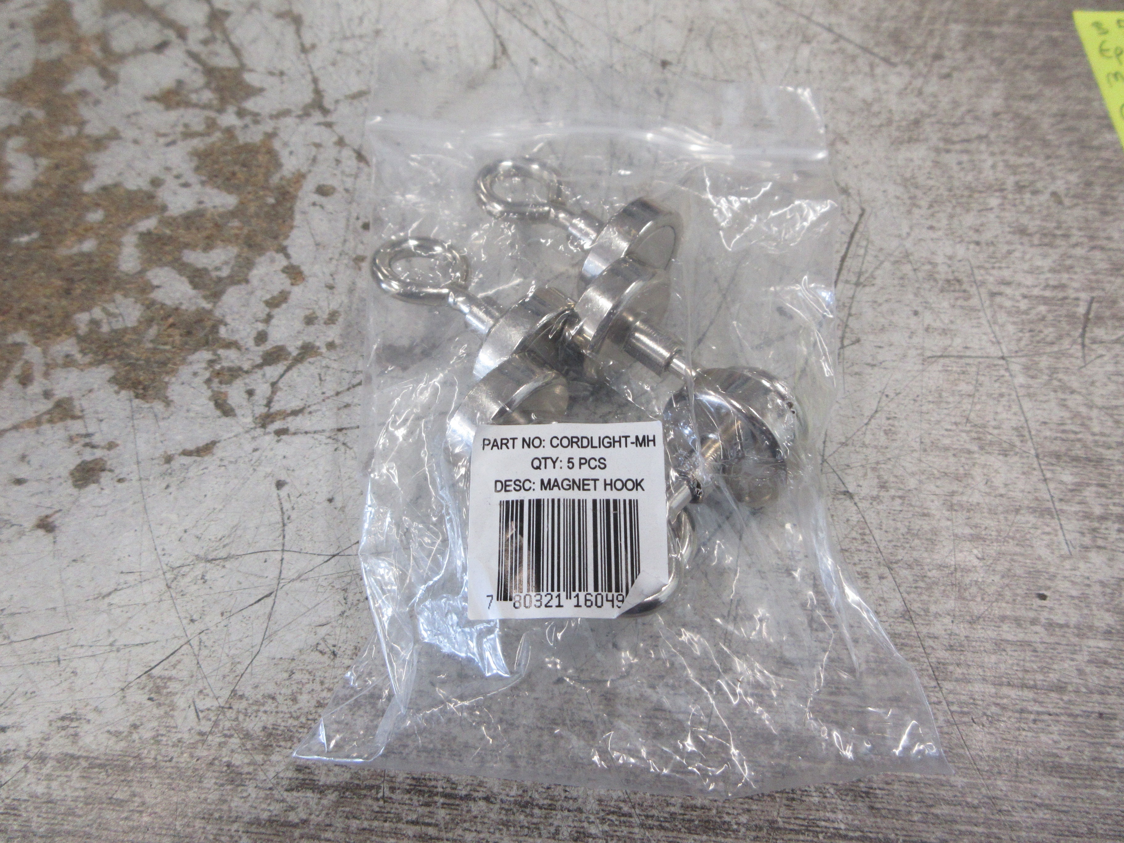 Epco Magnet Hook CORDLIGHT-MH 22lbs. Holding Force Chrome New Surplus