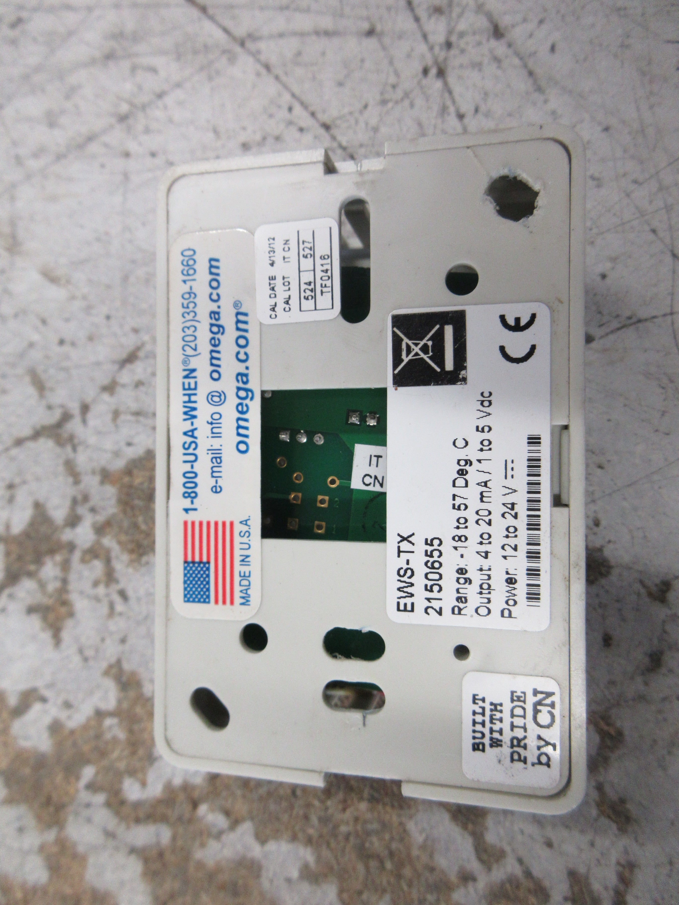 Omega Environmental Wall Sensor EWS-TX Range: -18-57°C Used