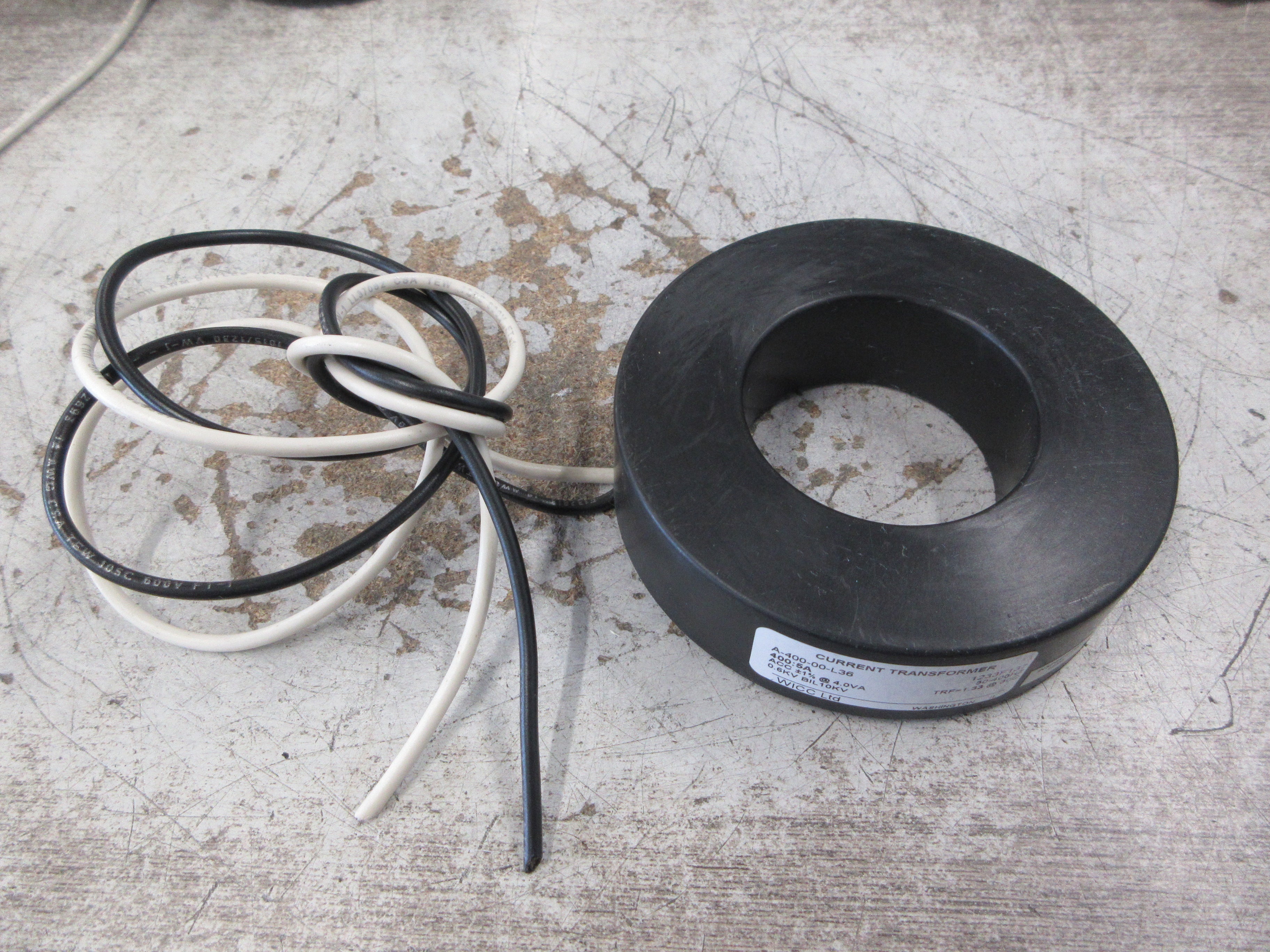 WICC Current Transformer A-400-00-L36 Ratio 400:5A 600V 50-400Hz 10kV BIL Used