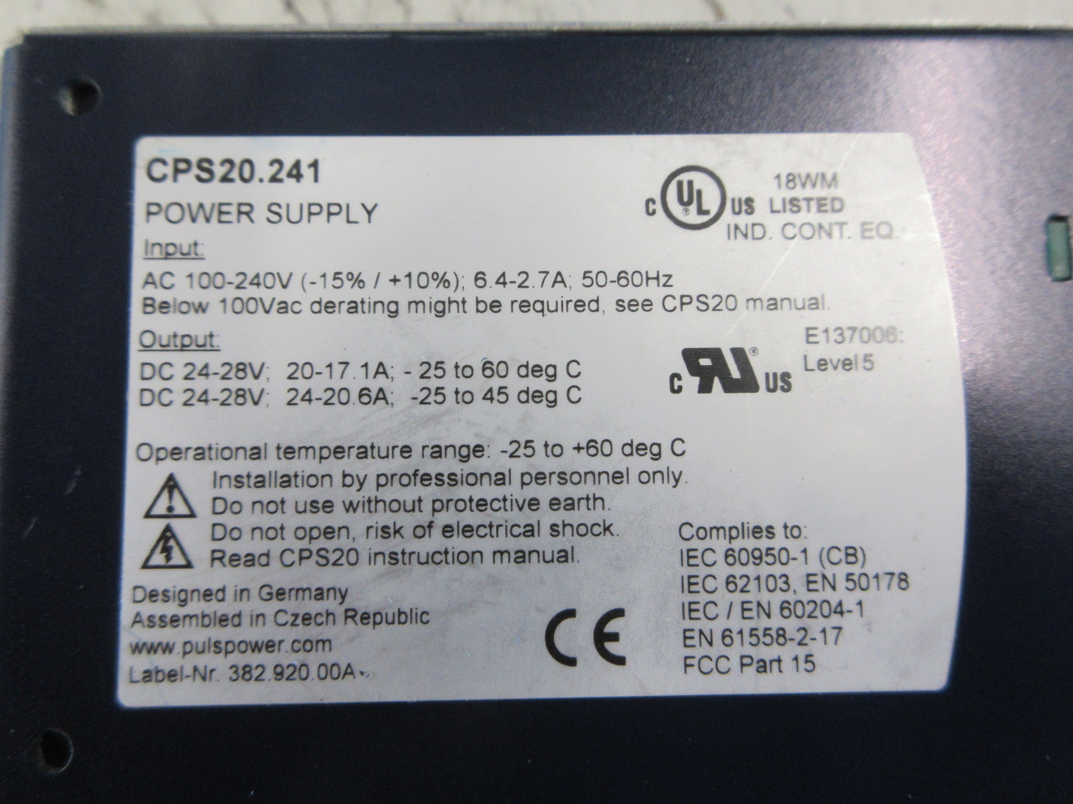 Puls Dimension Power supply CPS20.241 Used