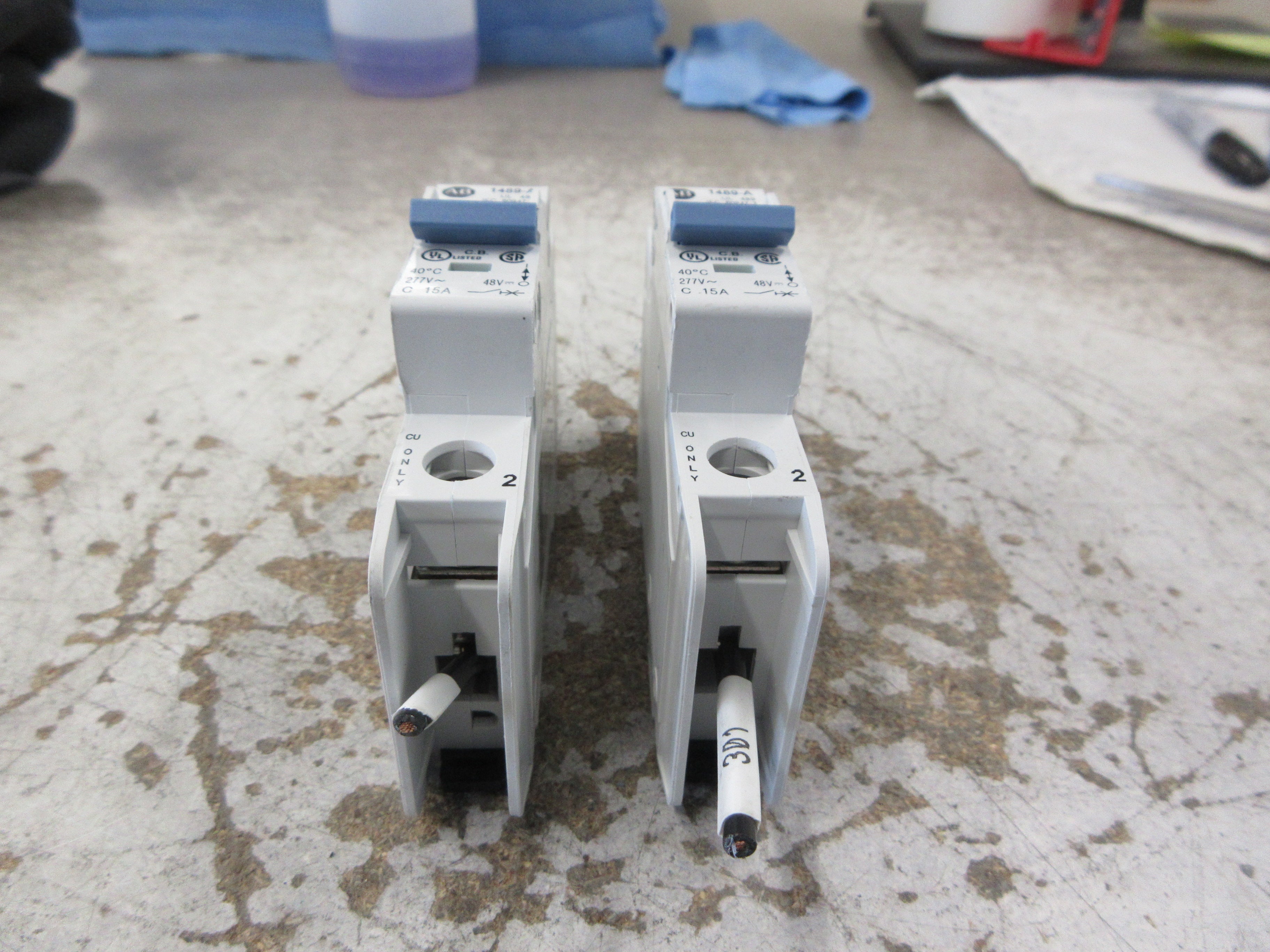 Allen-Bradley Circuit Breaker 1489-A1C150 Ser. A 15A 277V 1P *Lot of 2* Used