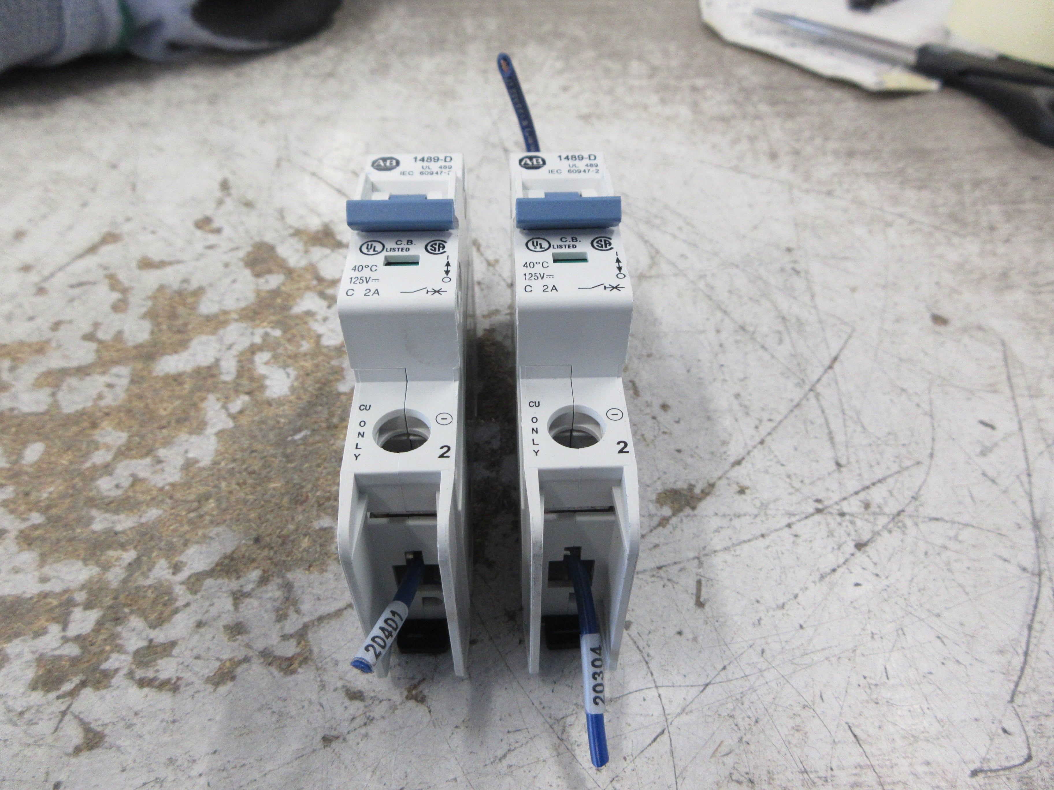 Allen-Bradley Circuit Breaker 1489-D1C020 Ser. A 2A 125VDC 1P *Lot of 2* Used