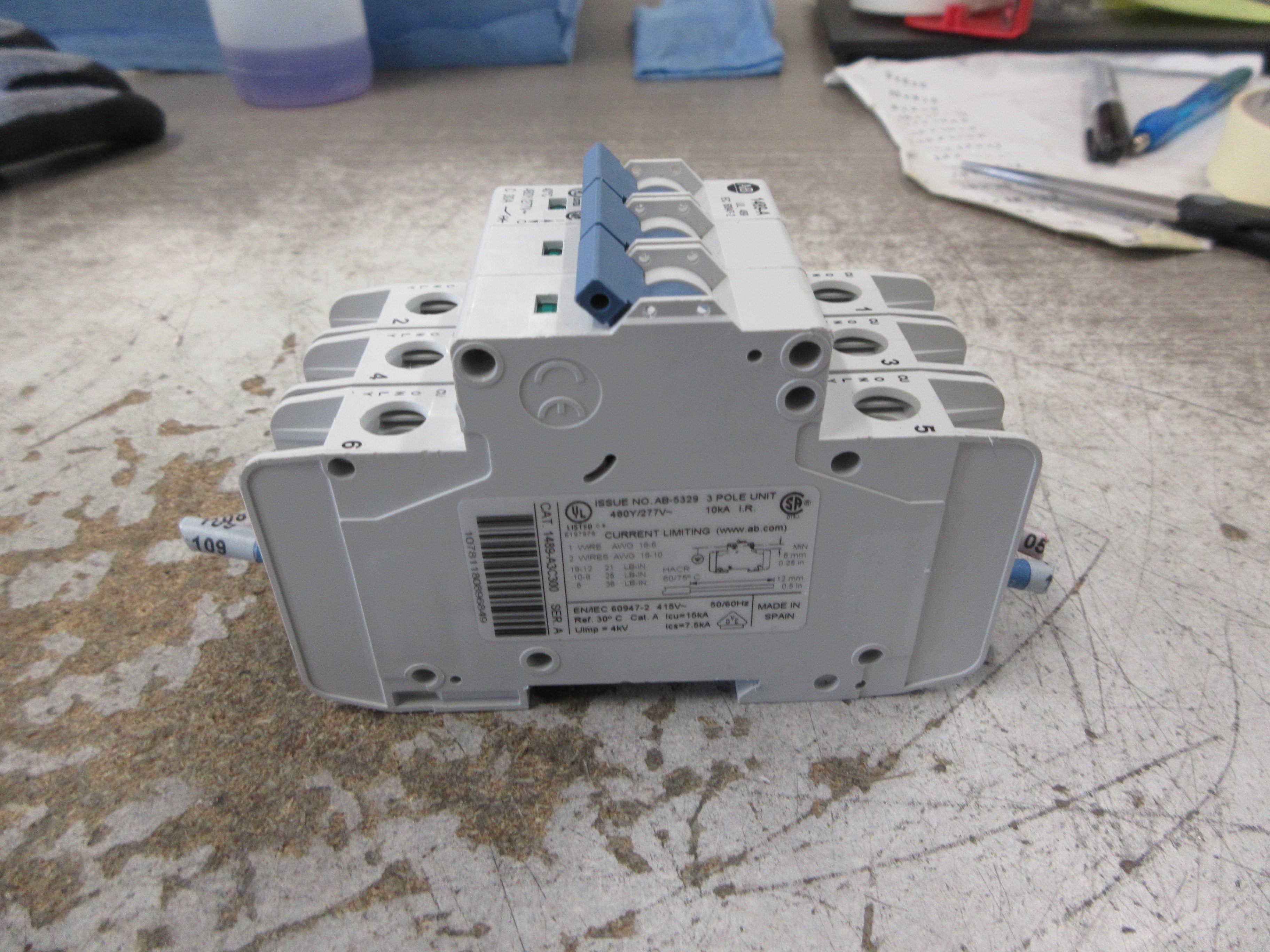 Allen-Bradley Circuit Breaker 1489-A3C300 Ser. A 30A 480Y/277V 3P Used