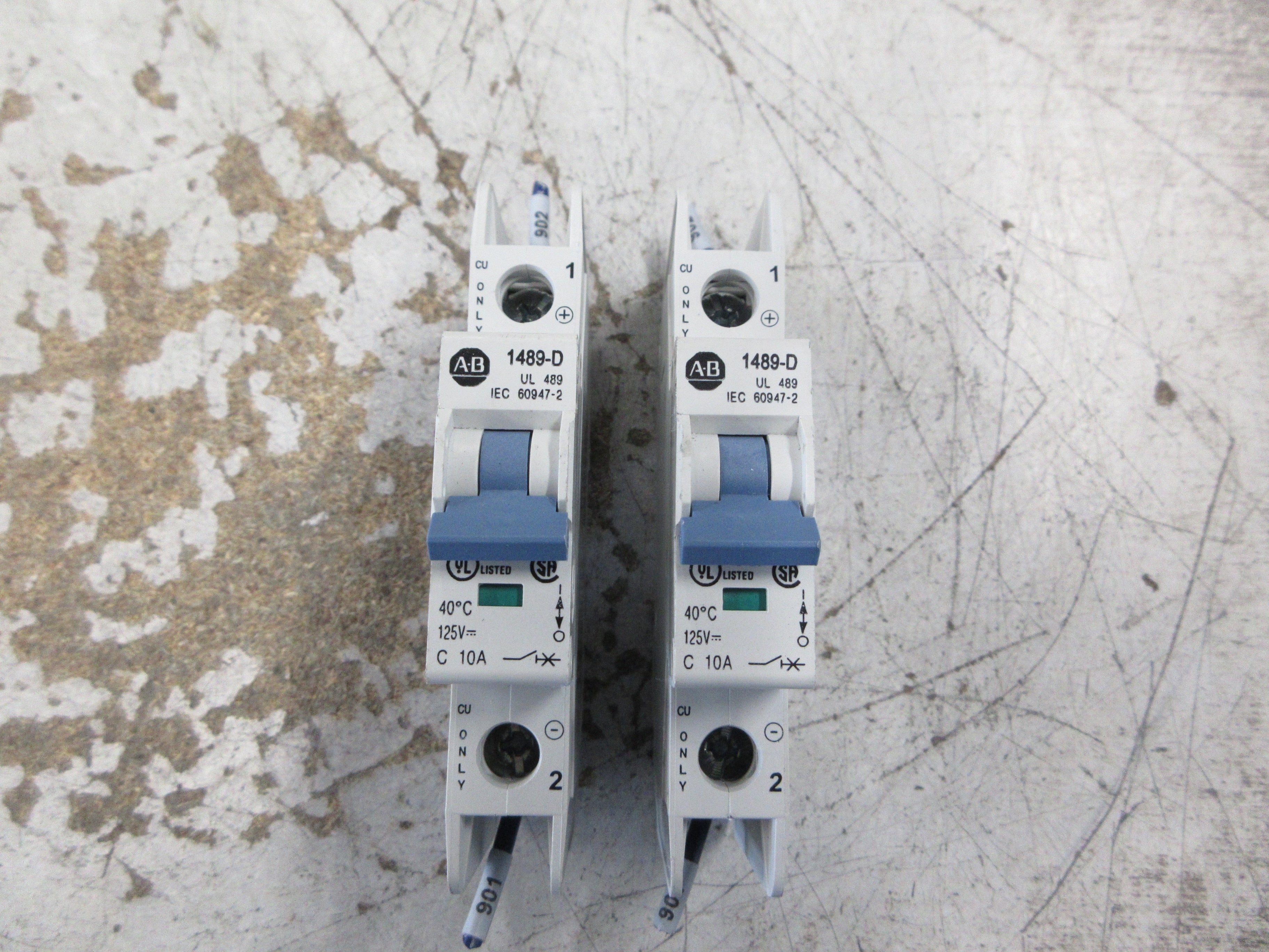 Allen-Bradley Circuit Breaker 1489-D1C100 Ser. A 10A 125VDC 1P *Lot of 2* Used