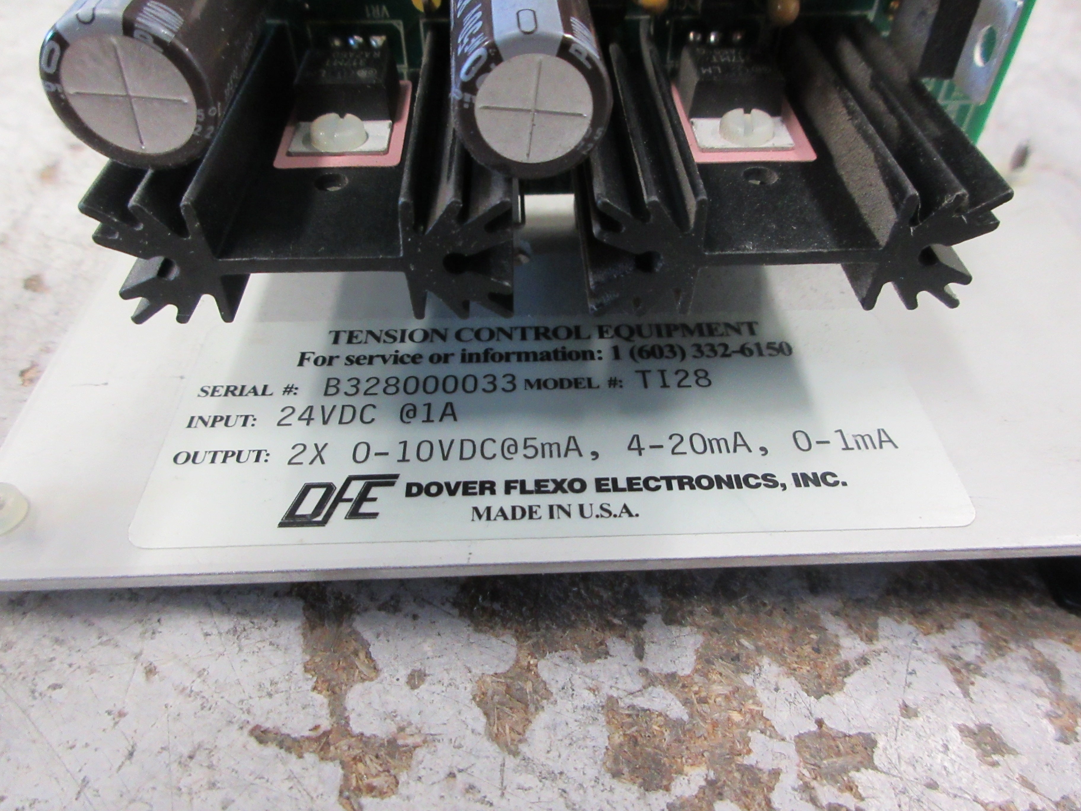 Dover Flexo TwinAMP Dual Tension Amplifier Card TI28 Input: 24VDC @1A Used