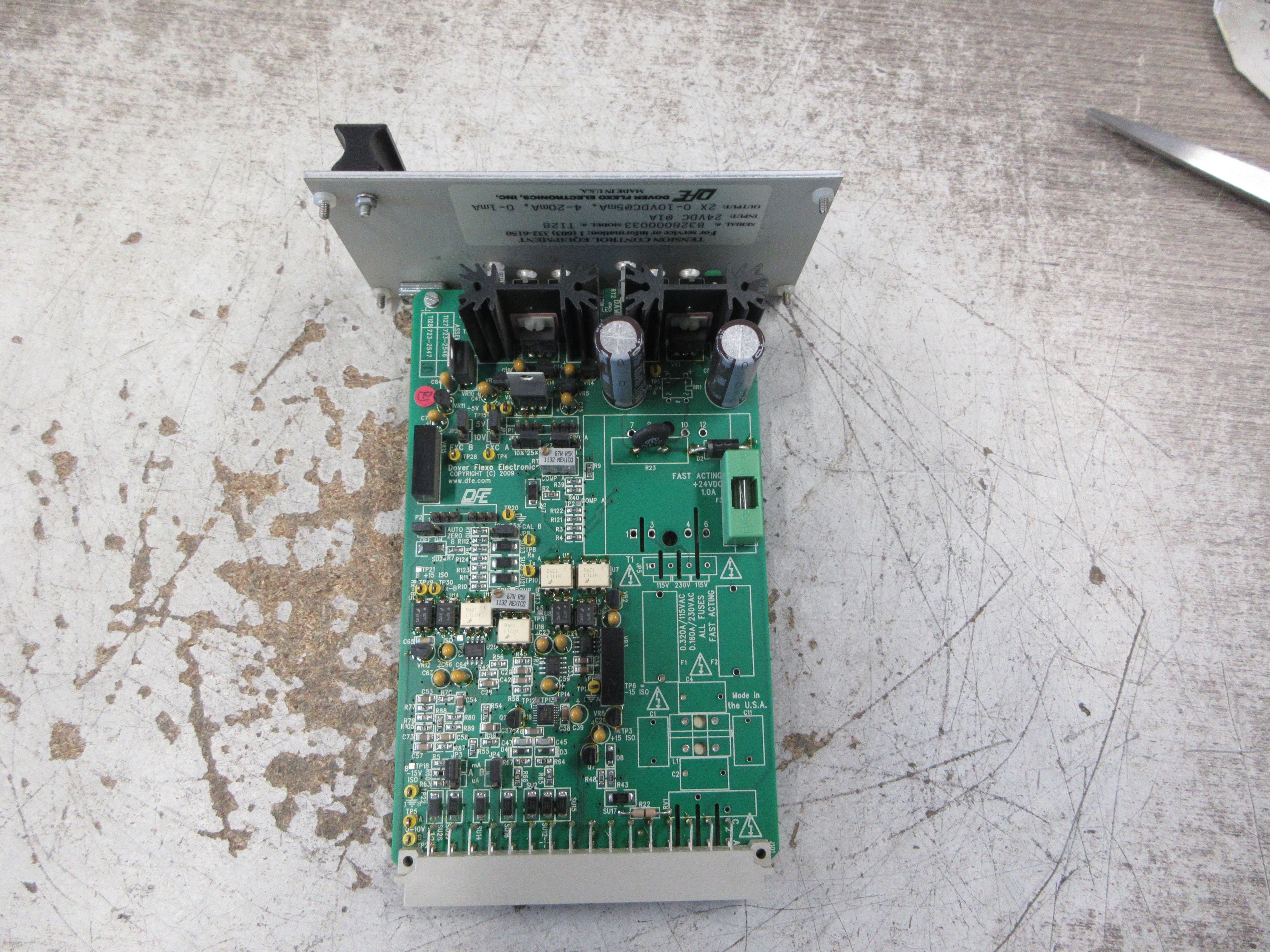 Dover Flexo TwinAMP Dual Tension Amplifier Card TI28 Input: 24VDC @1A Used