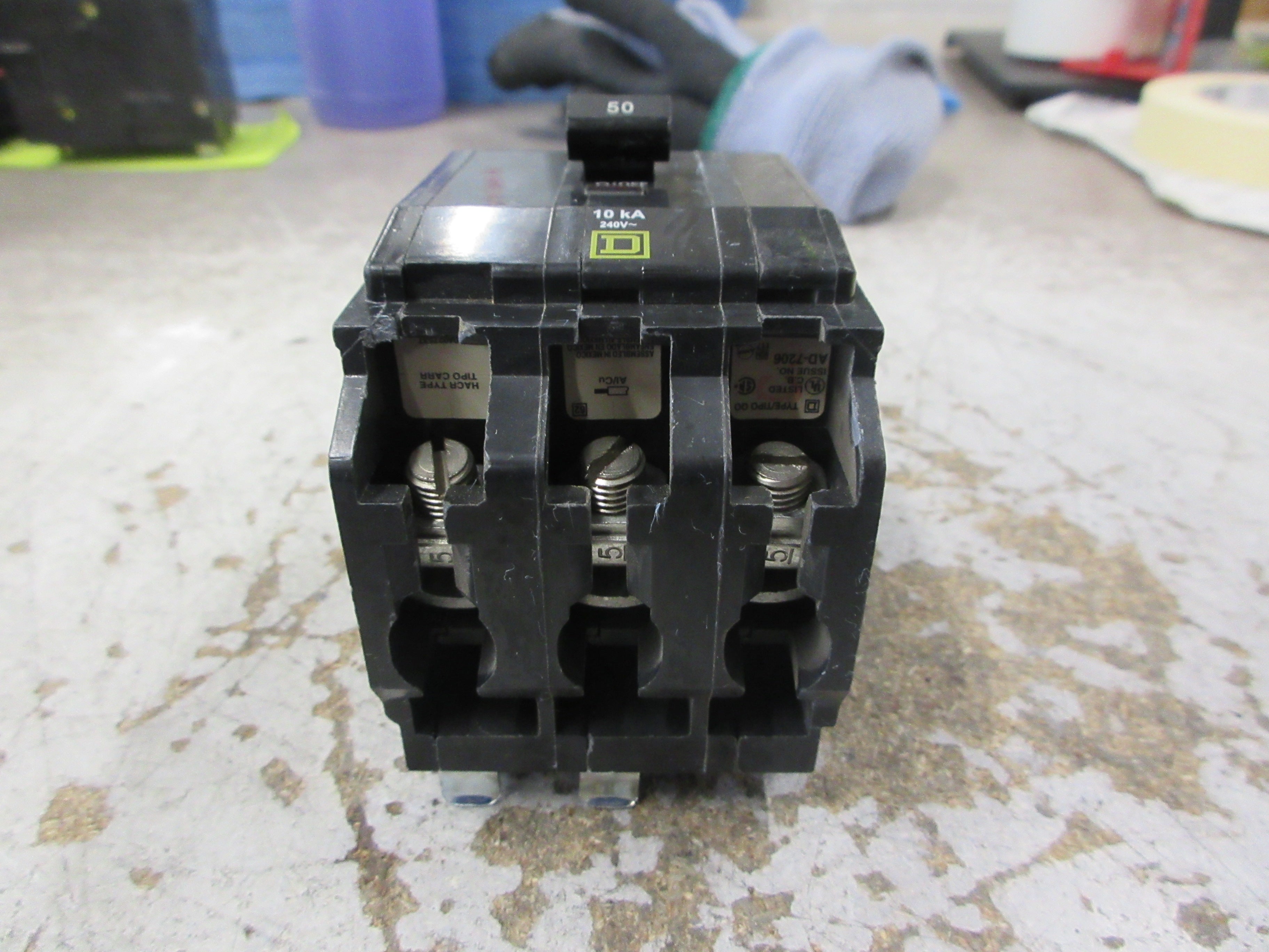 Square D Clip-On Circuit Breaker QO350 50A 240V 3P Used