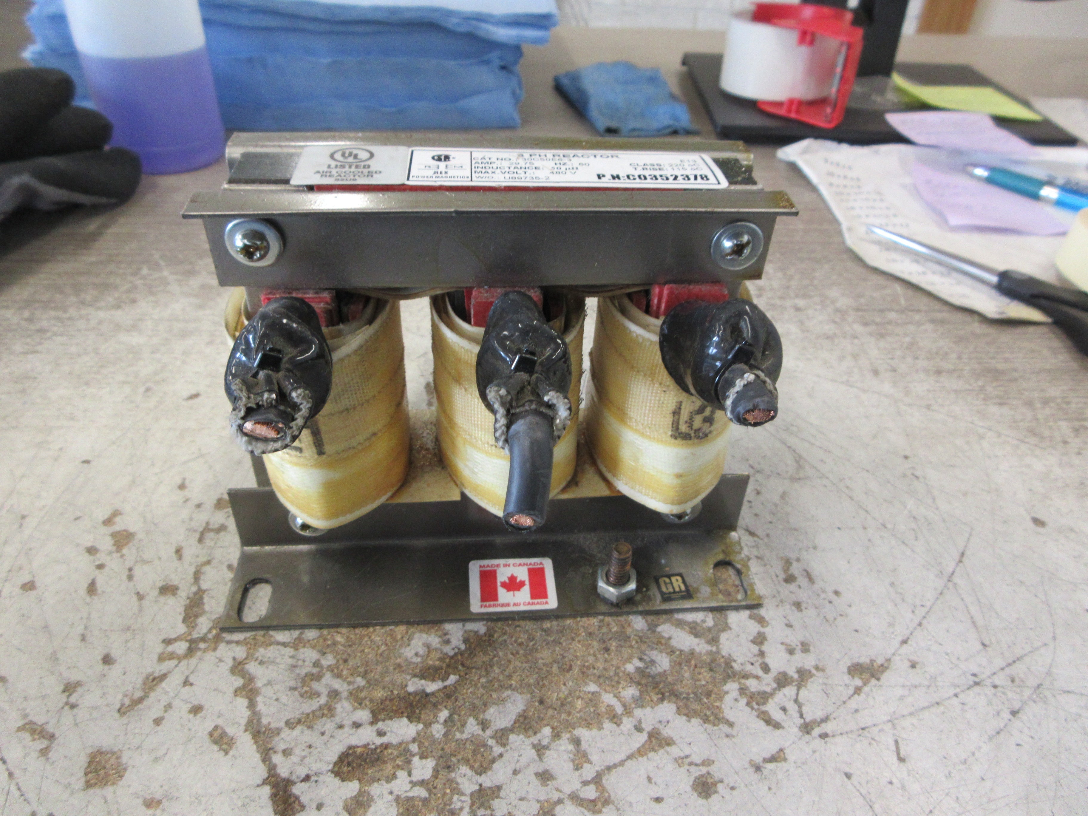 Rex Power Magnetics 3Ph Reactor 30C50E6-3 50uH 29.75A 60Hz 480V Used