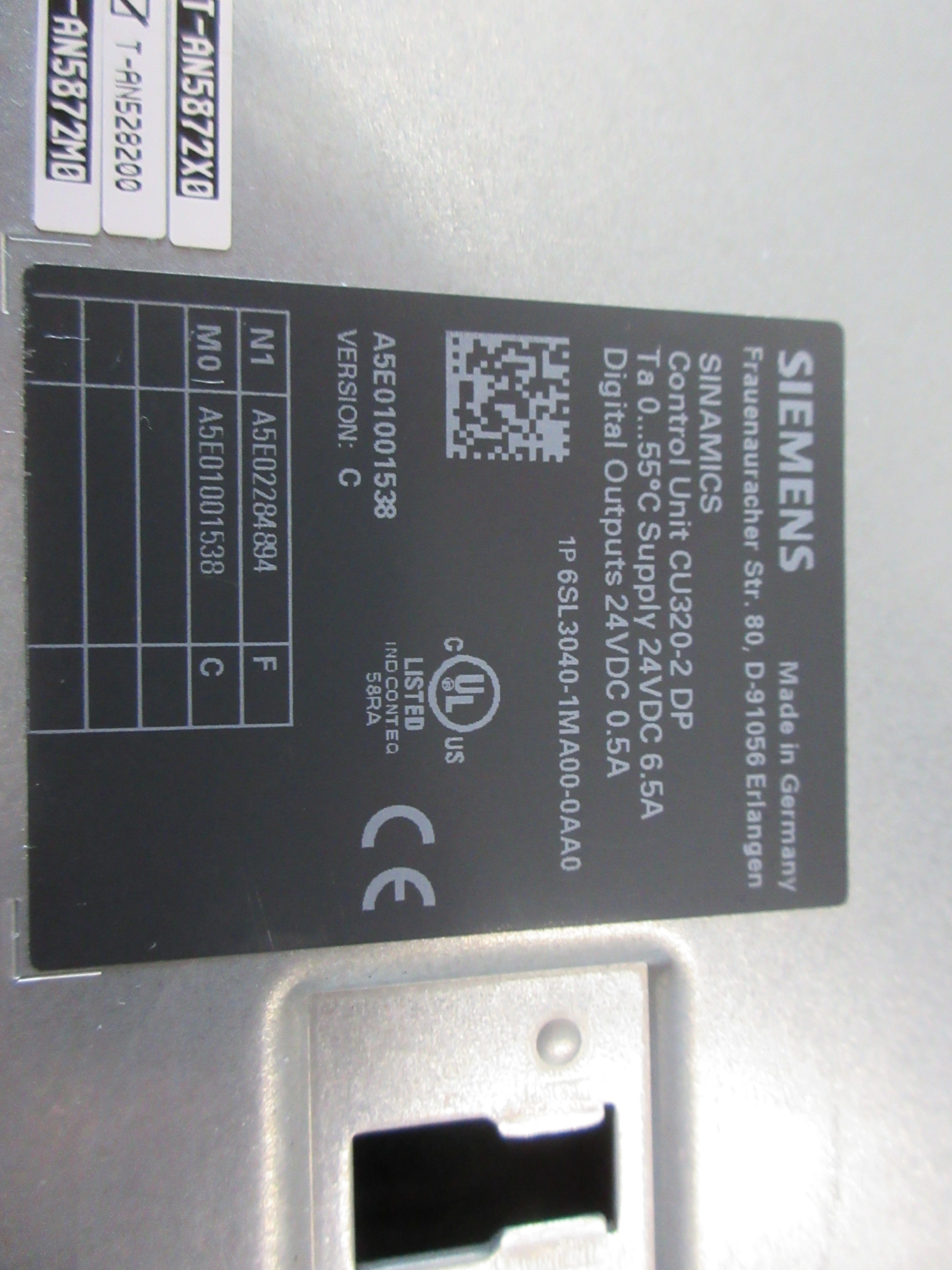 Siemens Sinamics CU320-2 DP Control Unit 6SL3040-1MA00-0AA0 Ver. C 24VDC Used