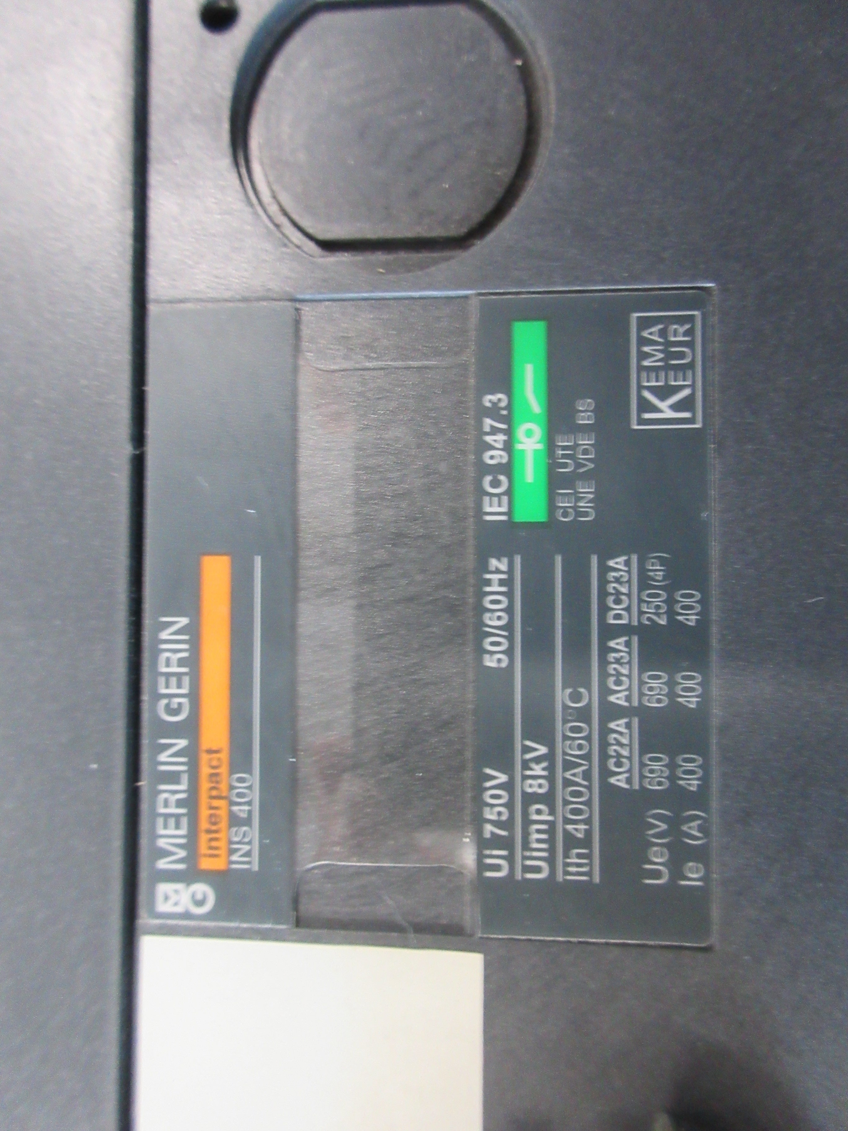 Merlin Gerin Interpact Disconnect Switch INS 400 400A 750V 50/60Hz 4W Used