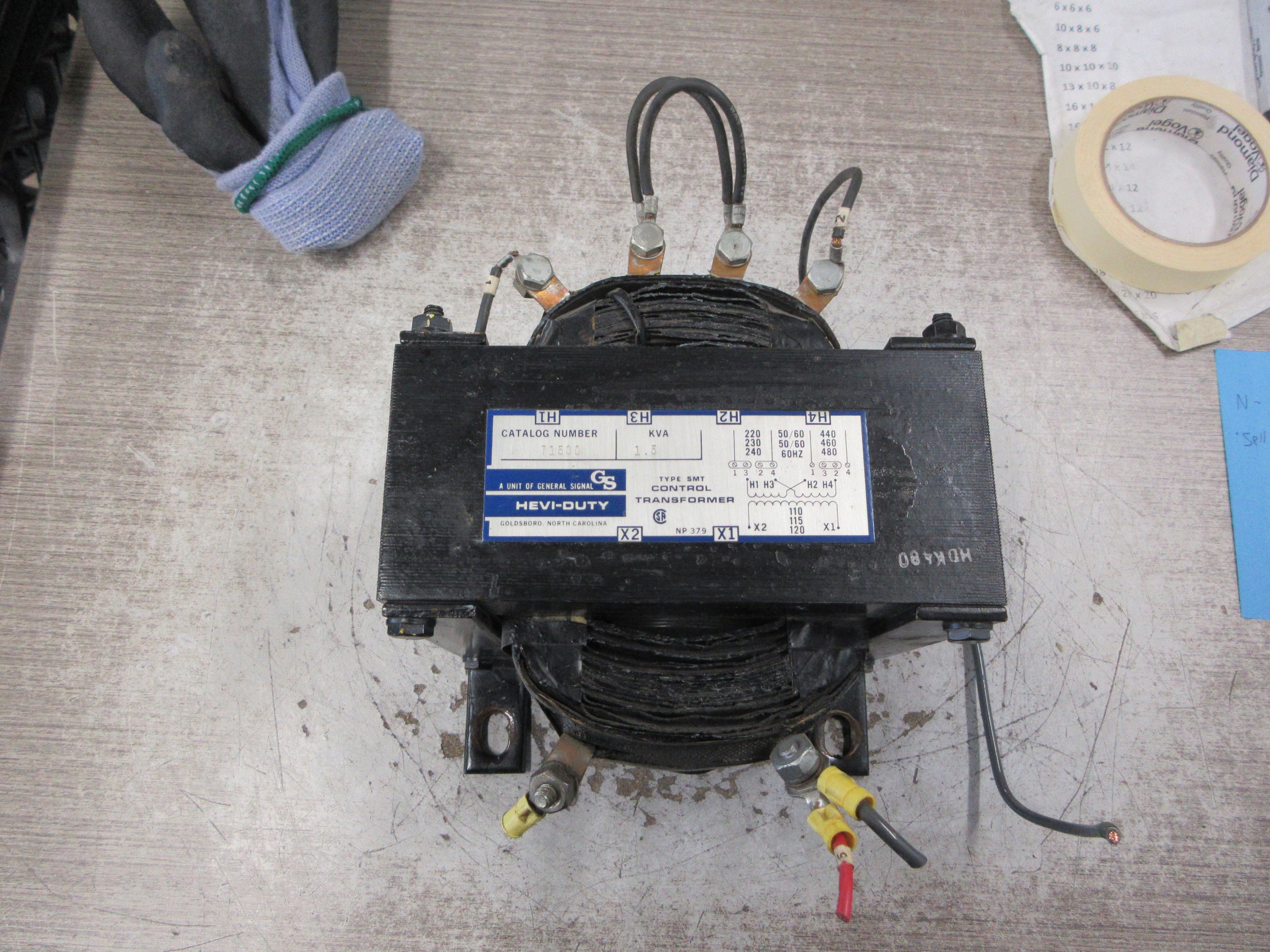 Hevi-Duty Type SMT Control Transformer T1500 1.5kVA Pri: 240/480V Sec: 120V Used