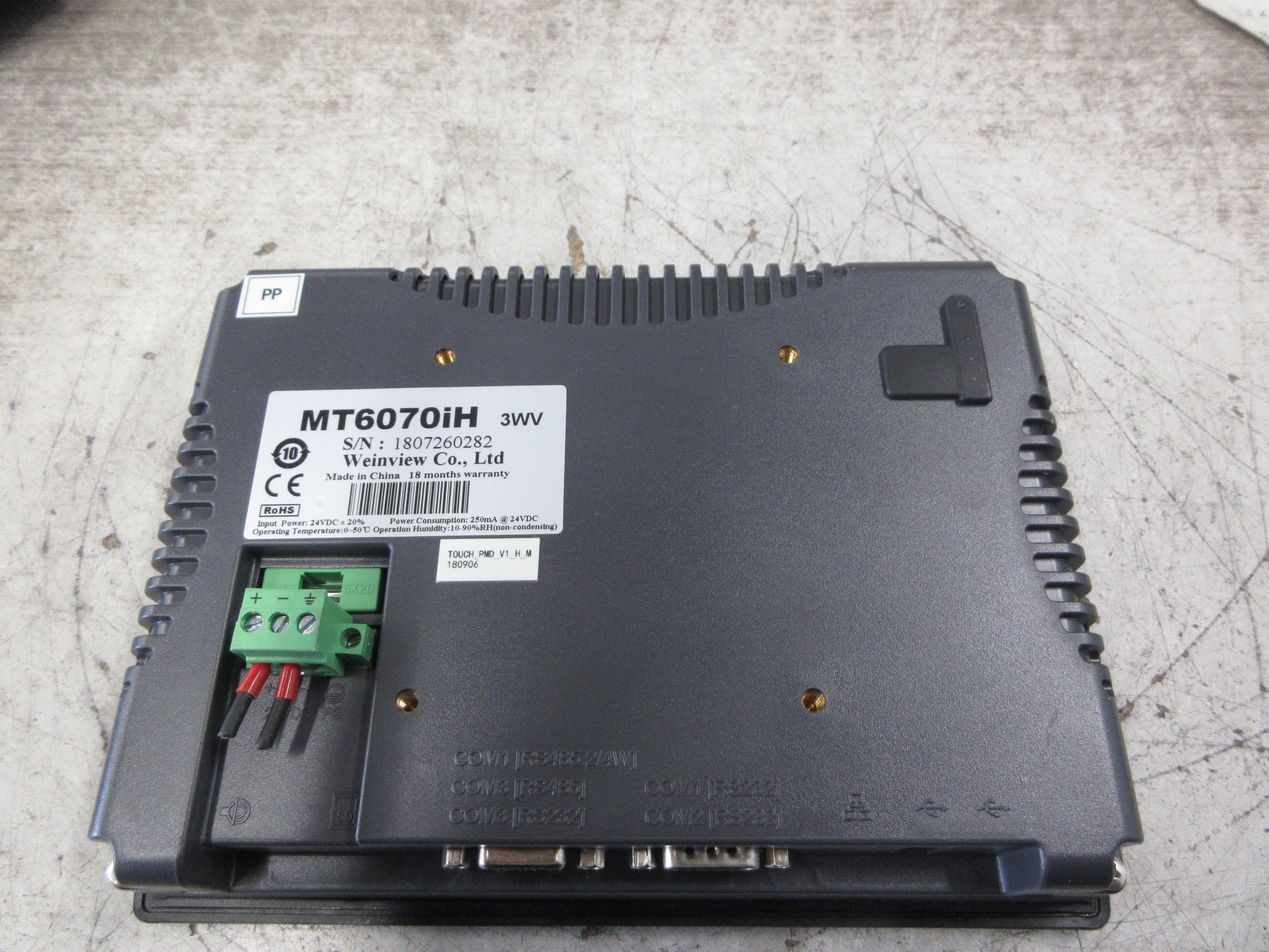 Weinview Sungrow Operator Interface Panel MT6070iH 24VDC 250mA Used