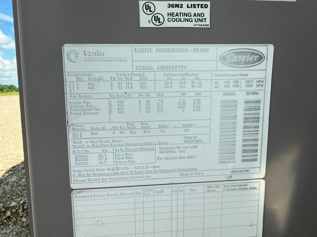Carrier 48HGE Rooftop Unit 48HGE028AA-6--AG 25 Tons 460V 3Ph Used
