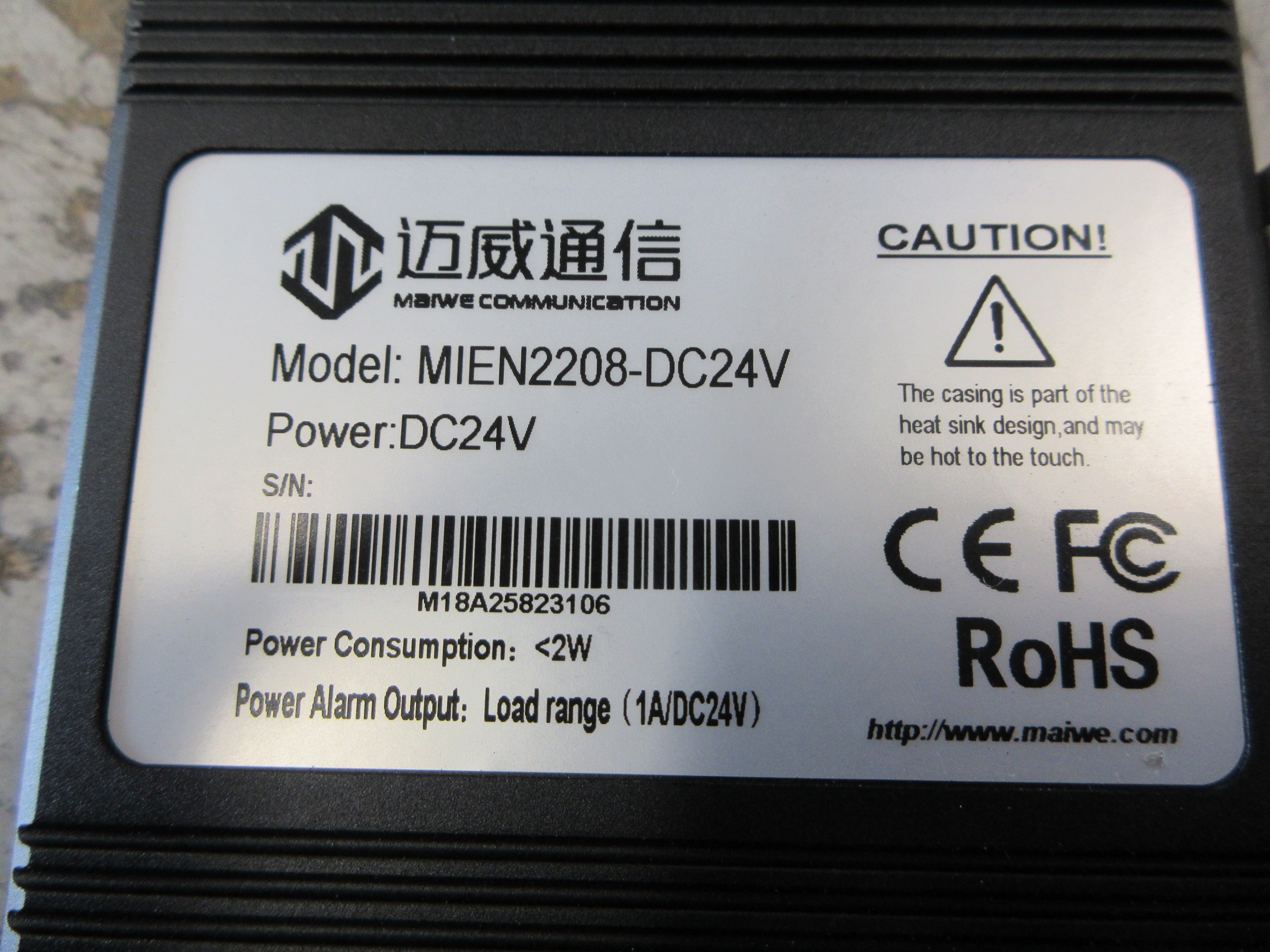 Maiwe Industrial Ethernet Switch MIEN2208-DC24V 8-Port 10/100Base-T 24VDC Used