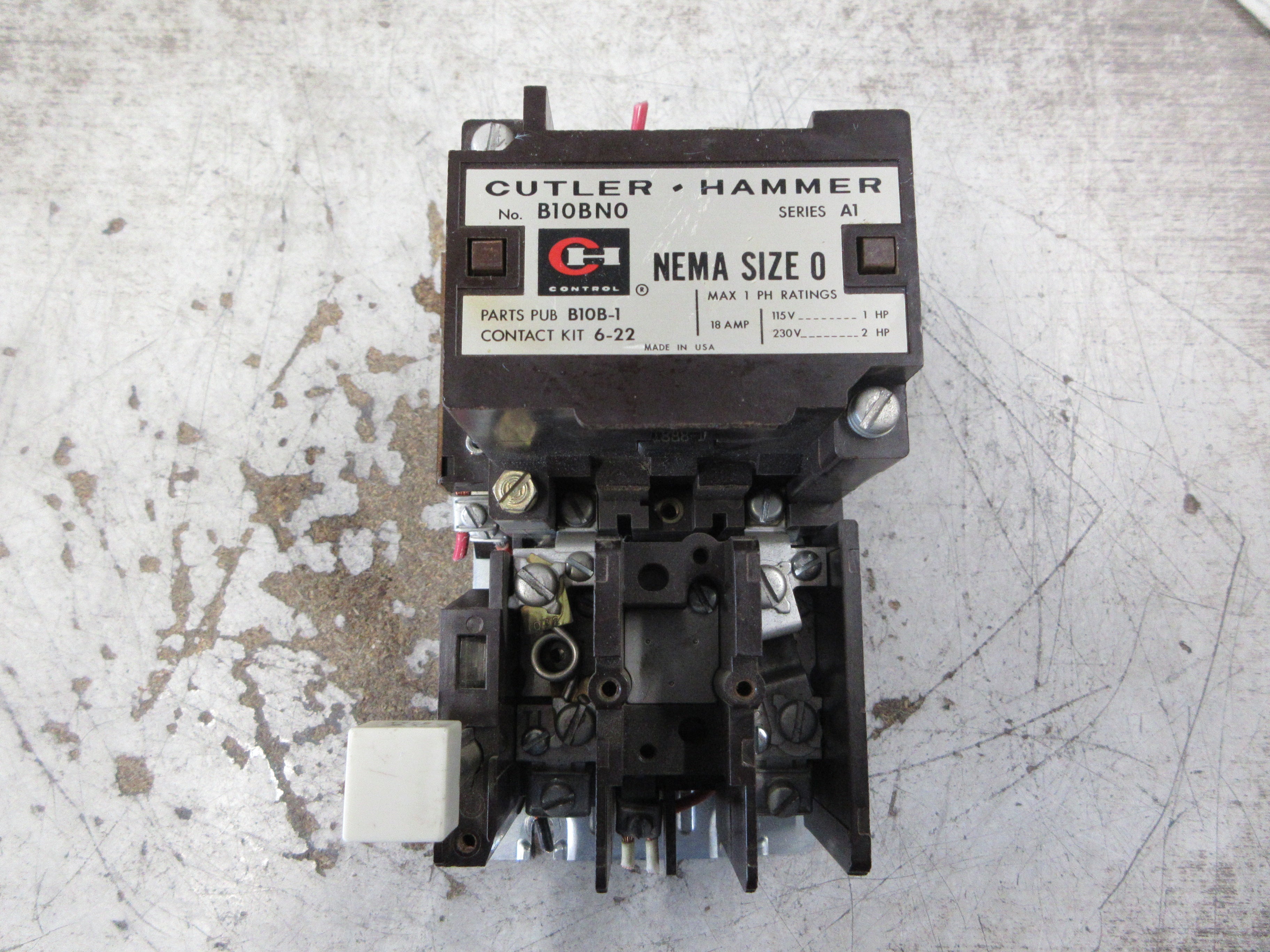 Cutler-Hammer Size 0 Starter B10BN0 Ser. A1 120/240V Coil 18A 115/230V Used