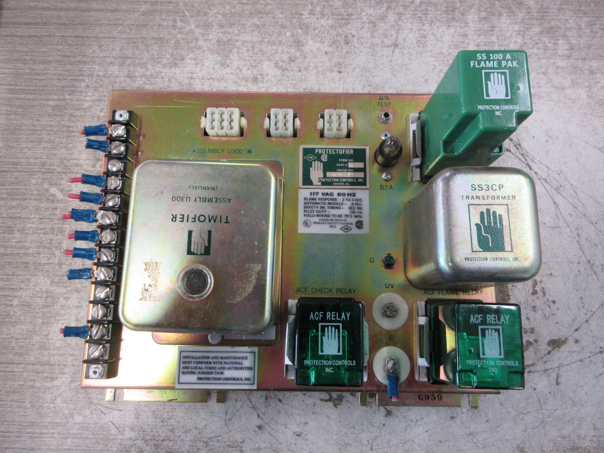 Protection Controls Protectifier Burner Control 6642-VT 117V 60Hz Used