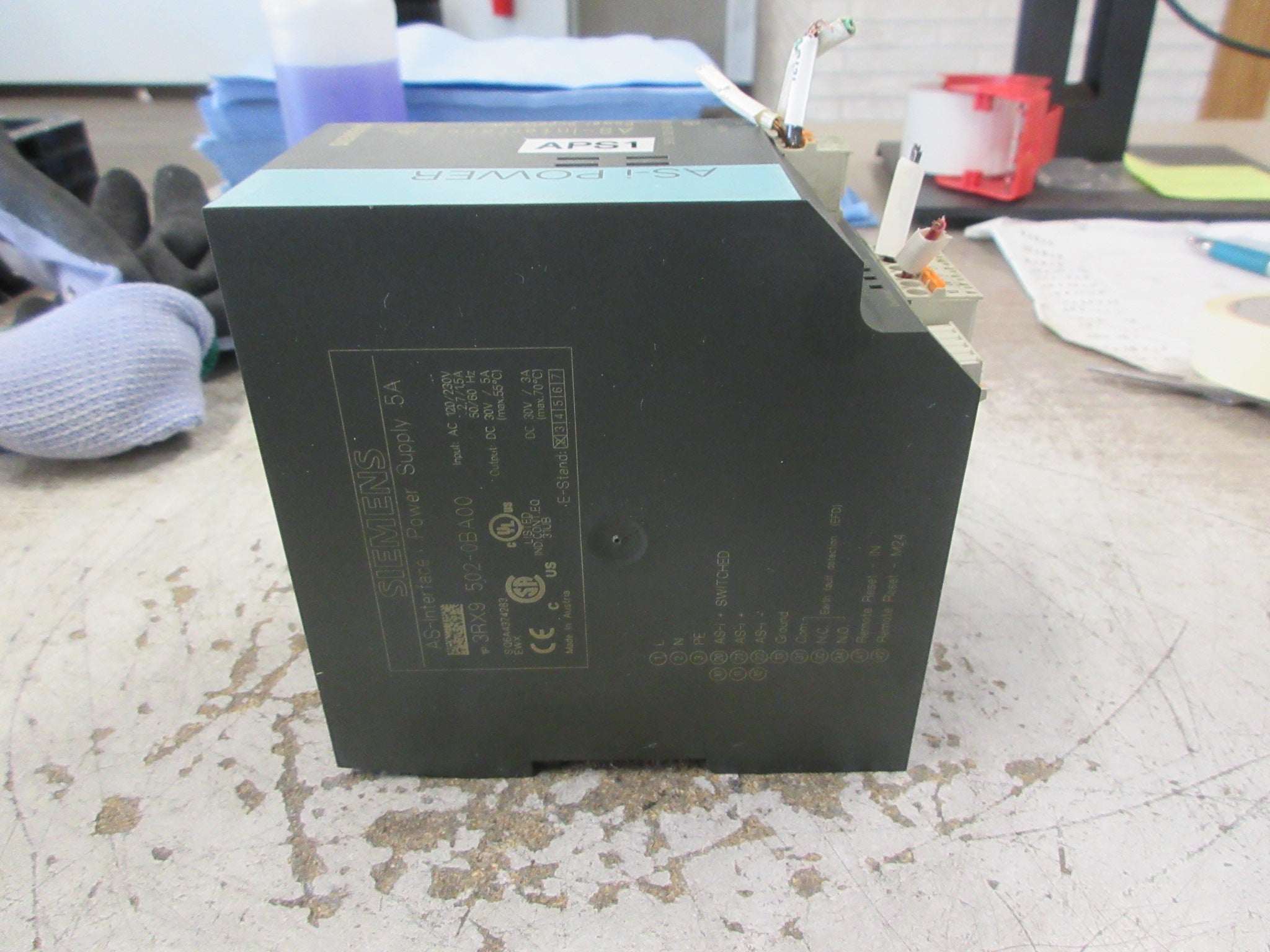 Siemens AS-Interface Power supply 3RX9 502-0BA00 *Broken DIN-Rail Mount* Used