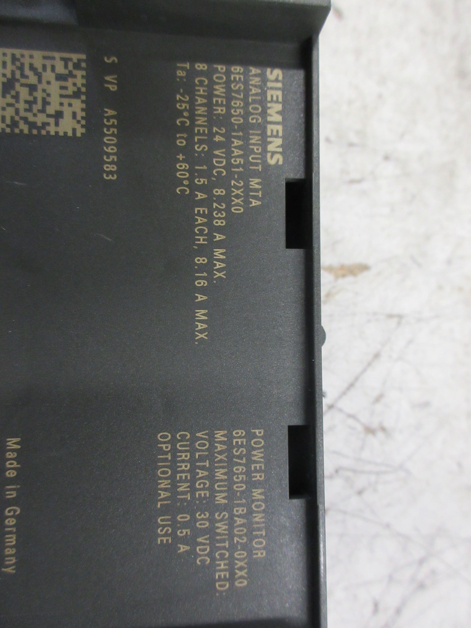 Siemens Analog Input MTA 6ES7650-1AA51-2XX0 8-Ch *Chipped Base* Used