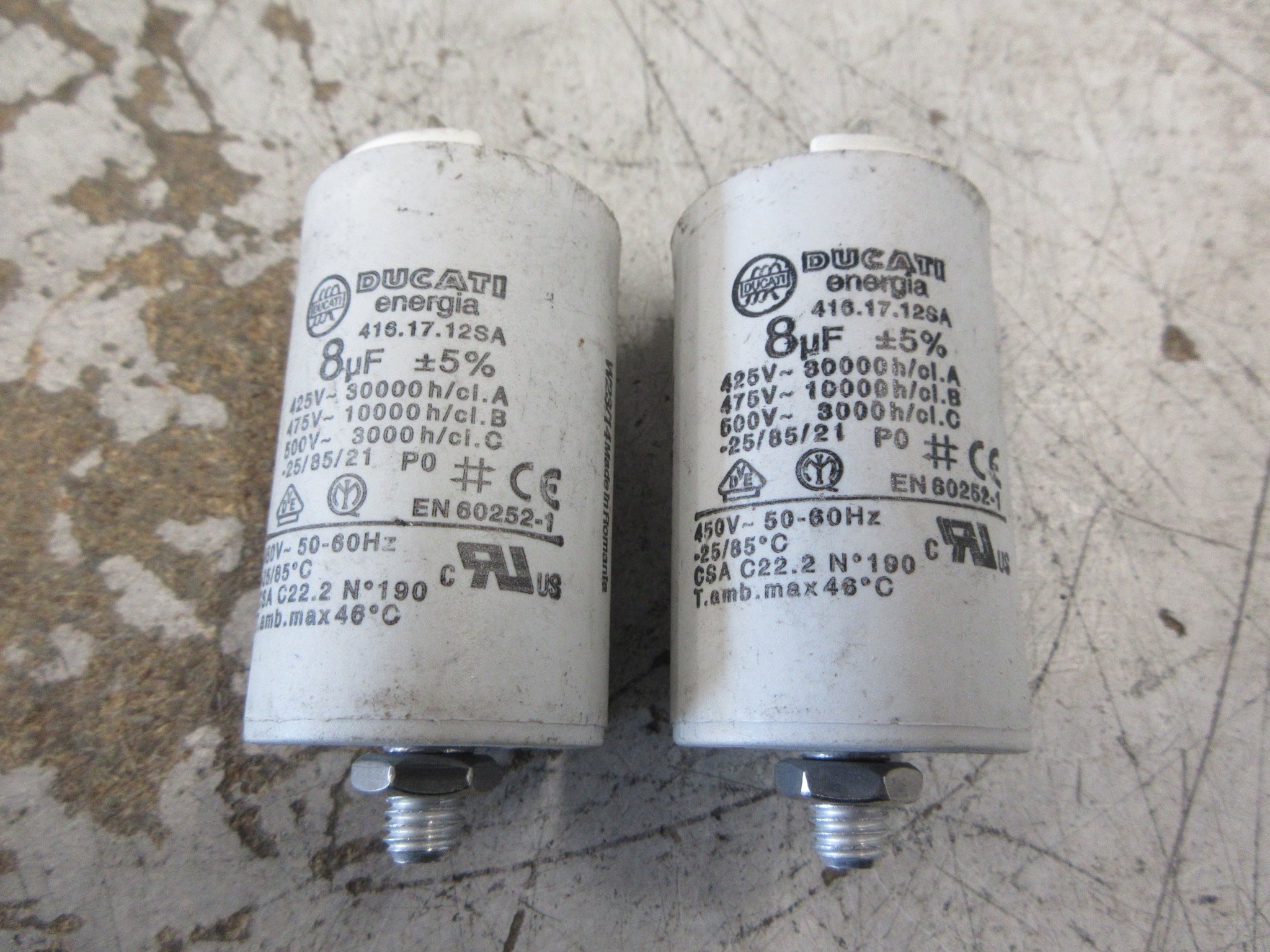 Ducati Capacitor 416.17.12SA 8uF 450V 50-60Hz *Lot of 2* Used