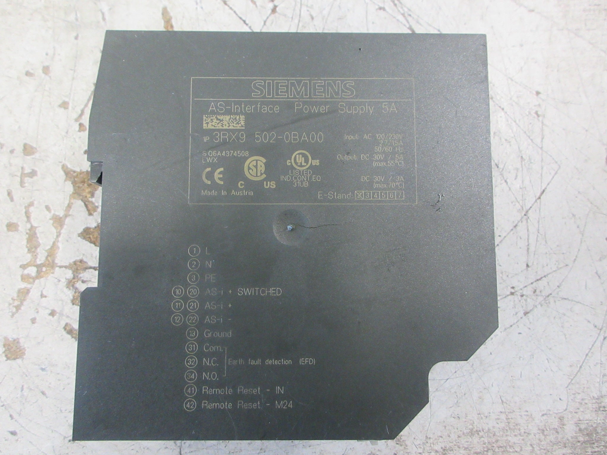 Siemens AS-Interface Power supply 3RX9 502-0BA00 Used