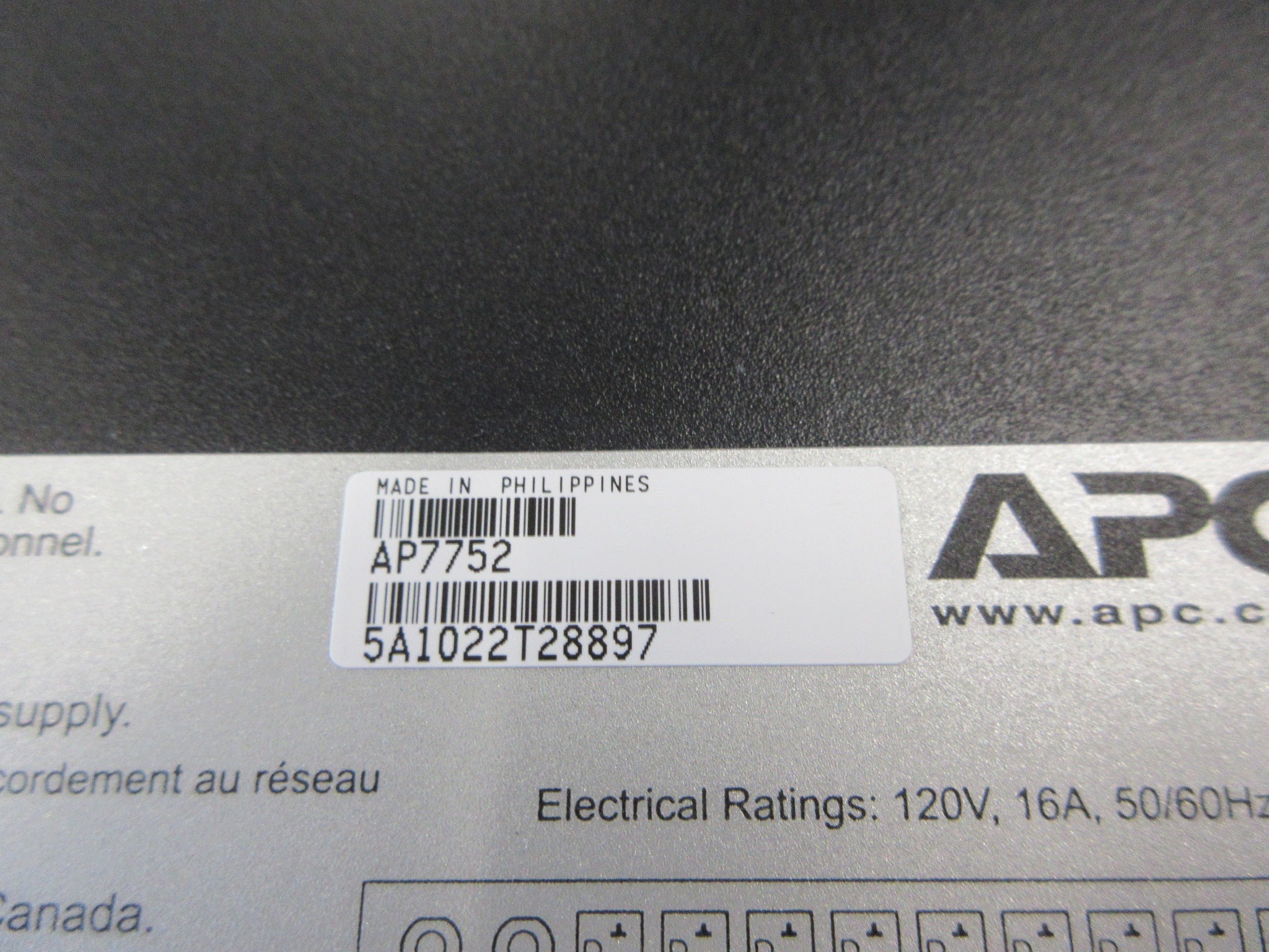 APC Rack Mount Automatic Transfer Switch AP7752 120V 16A 50/60Hz Used