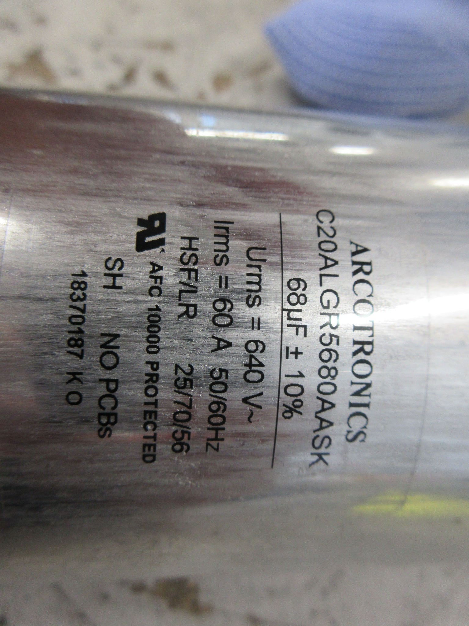 Arcotronics Capacitor C20ALGR5680AASK 68uF 640V 50/60Hz Used