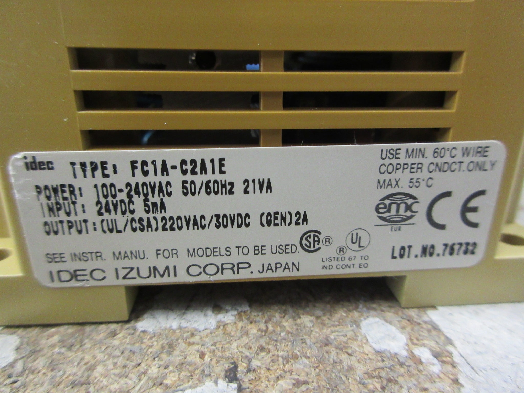 Idec Micro-1 Controller FC1A-C2A1E Power: 100-240VAC Input: 24VDC Used