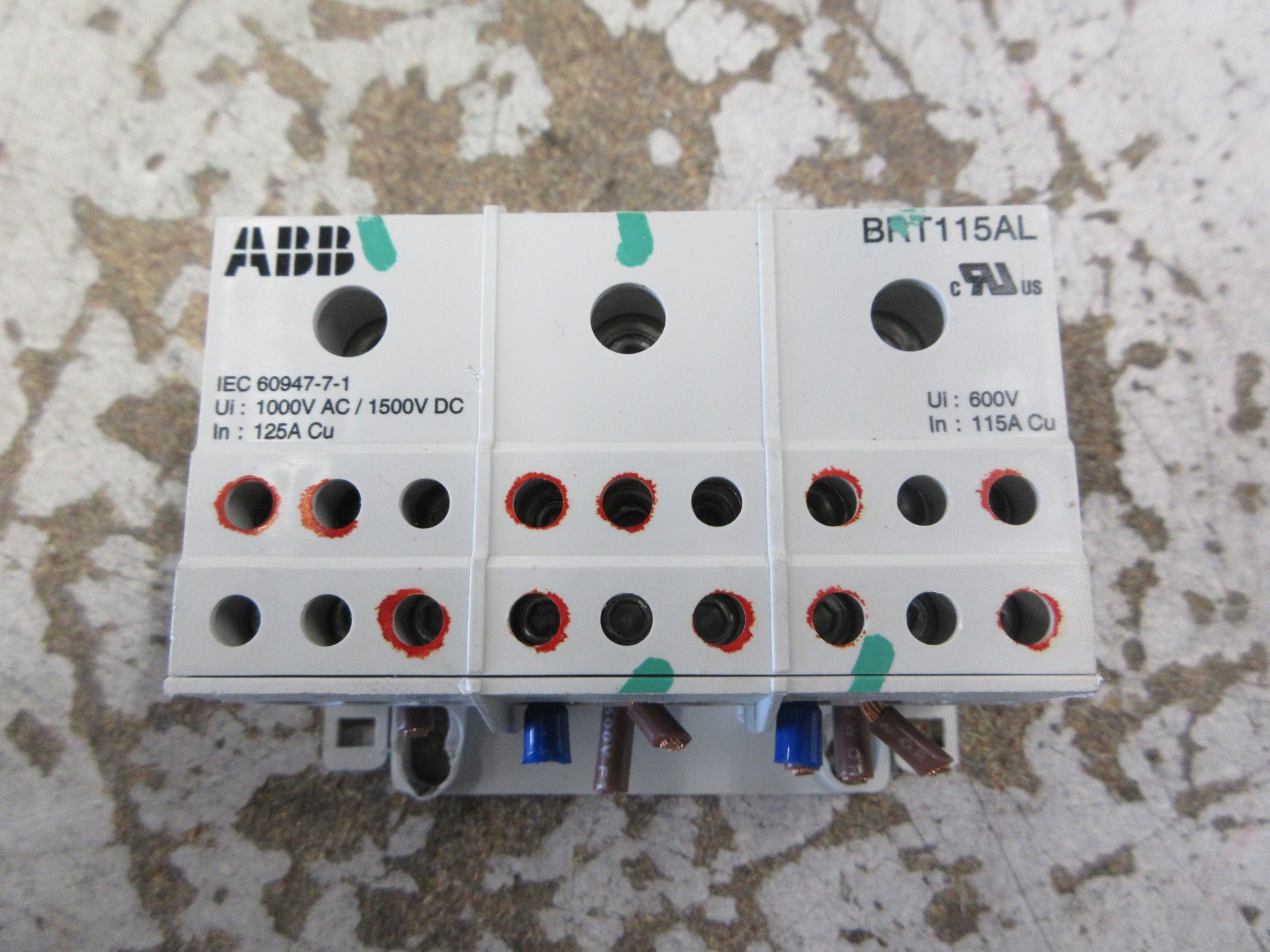 ABB Power Distribution Block BRT115AL 115A 600V 3P Used
