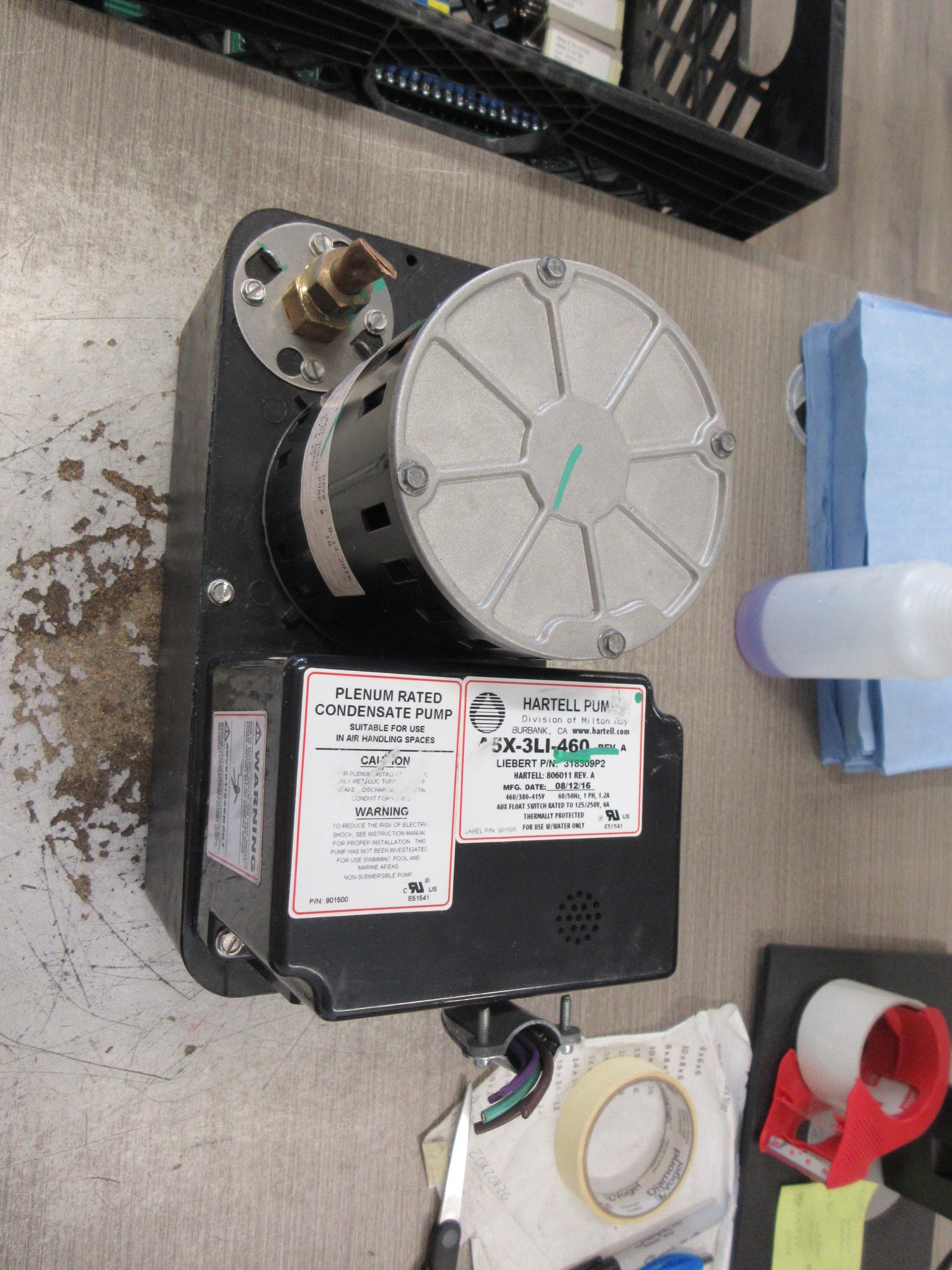 Hartell Condensate Pump A5X-3LI-460 Rev. A 460/380-415V 60/50Hz 1Ph 1.2A Used