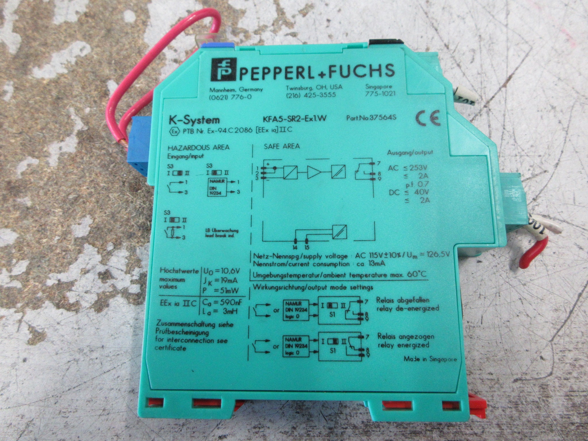 PEPPERL+FUCHS Switch Amplifier 37564S KFA5-SR2-Ex1.W Used