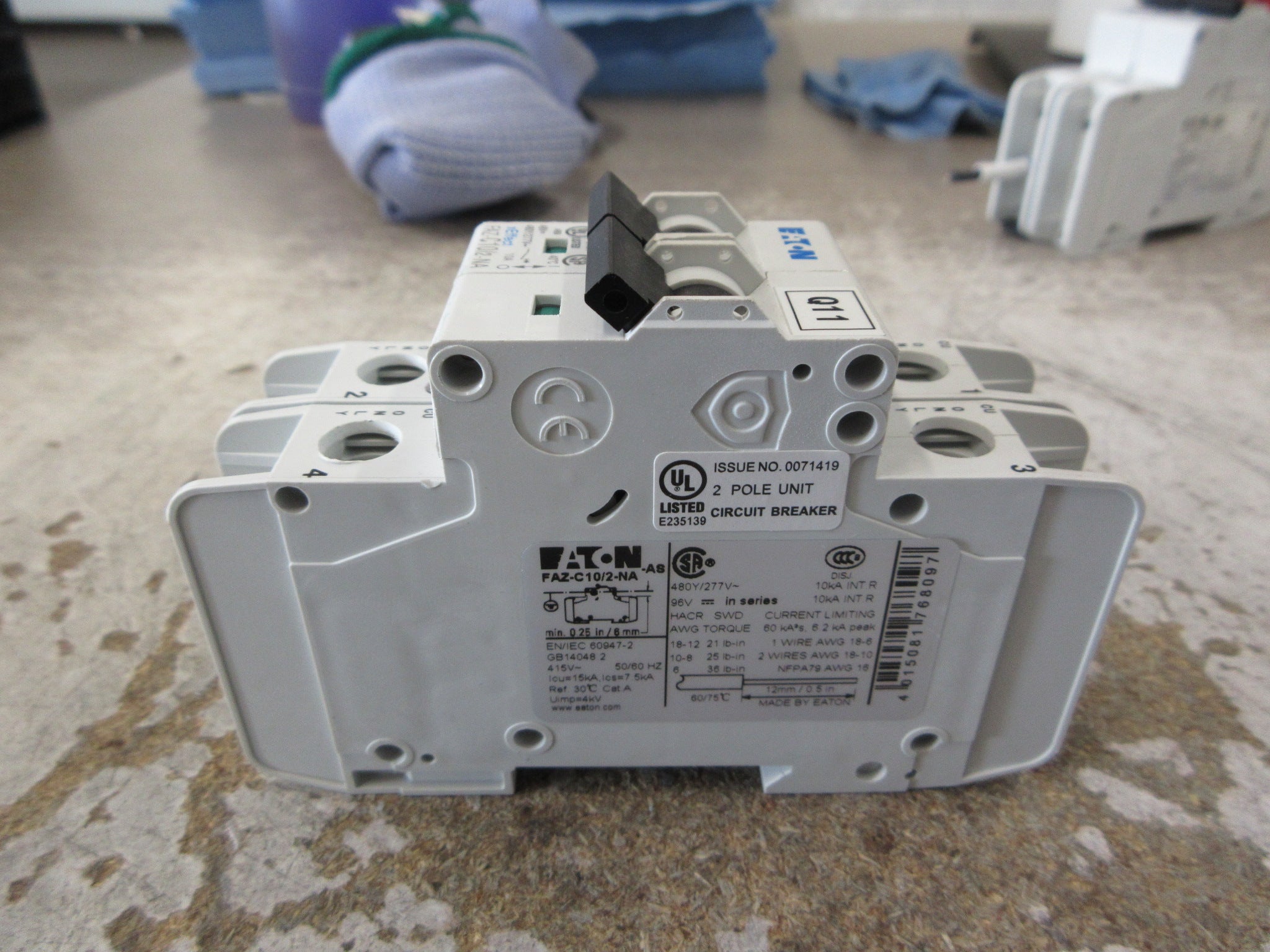 Eaton Circuit Breaker FAZ-C10/2-NA 10A 480Y/277V 2P Used