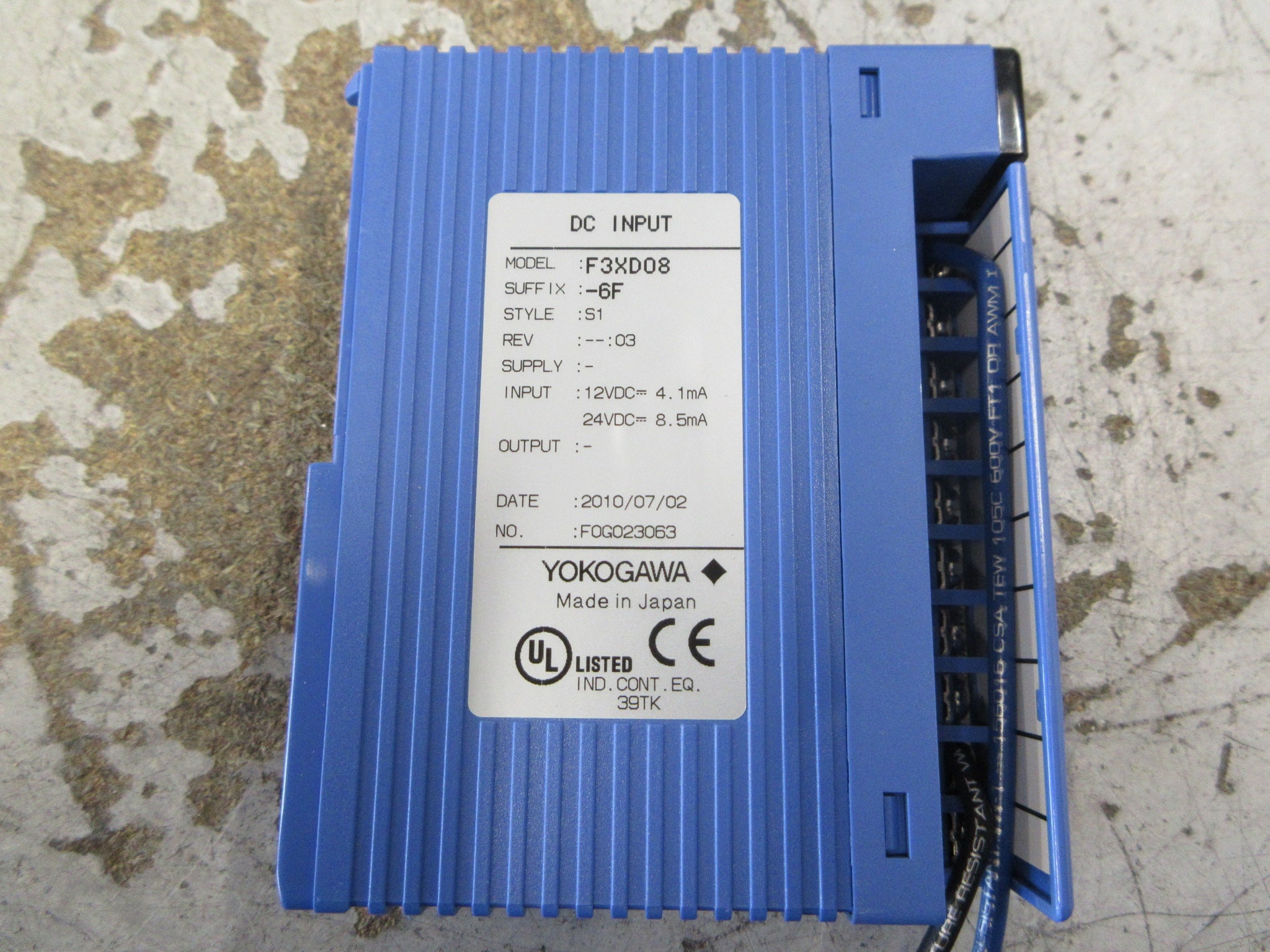Yokogawa S1 DC Input Module F3XD08-6F Rev. 03 Used