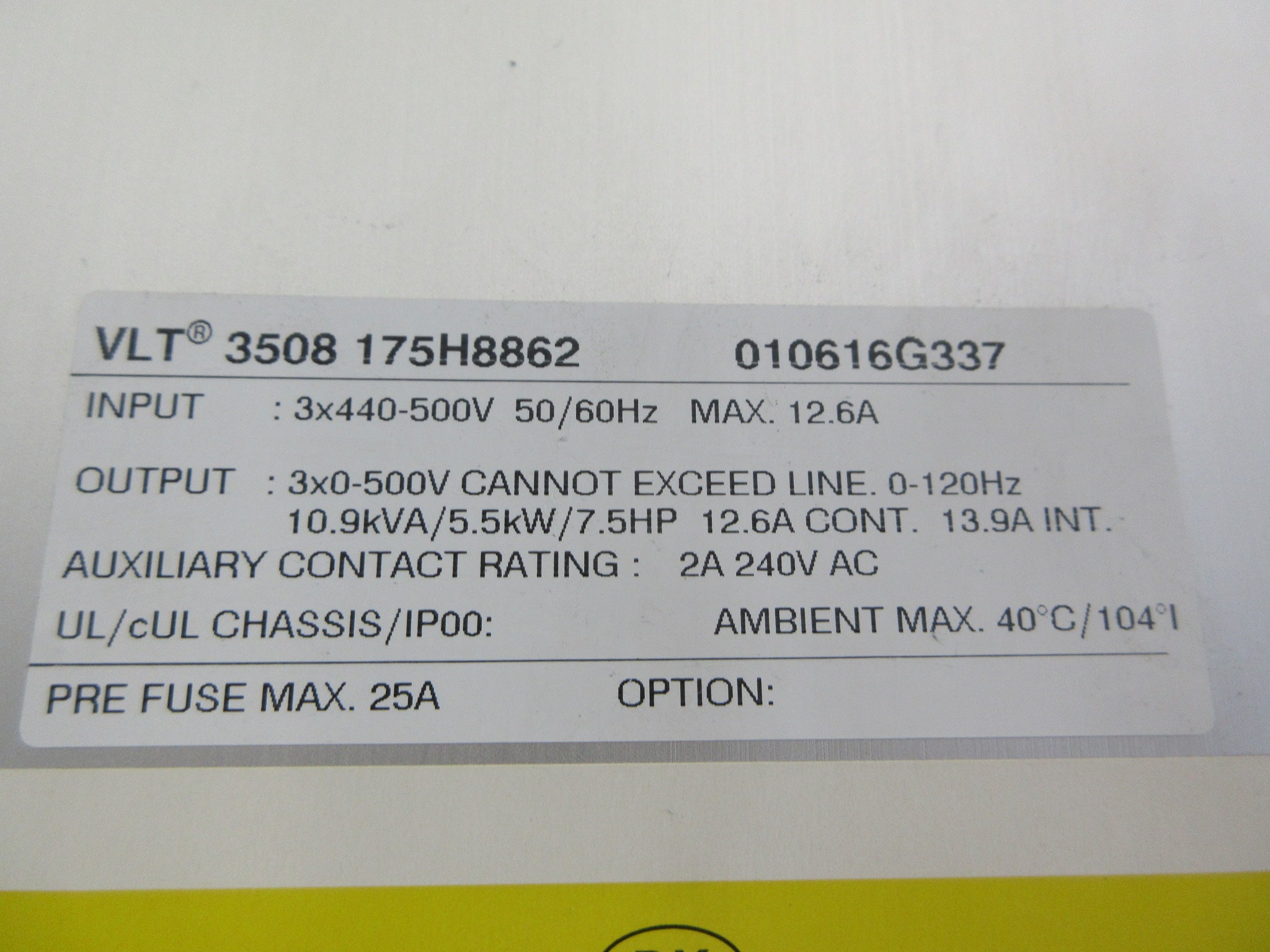 Graham VLT 3508 AC Drive 175H8862 7.5HP 3Ph Used