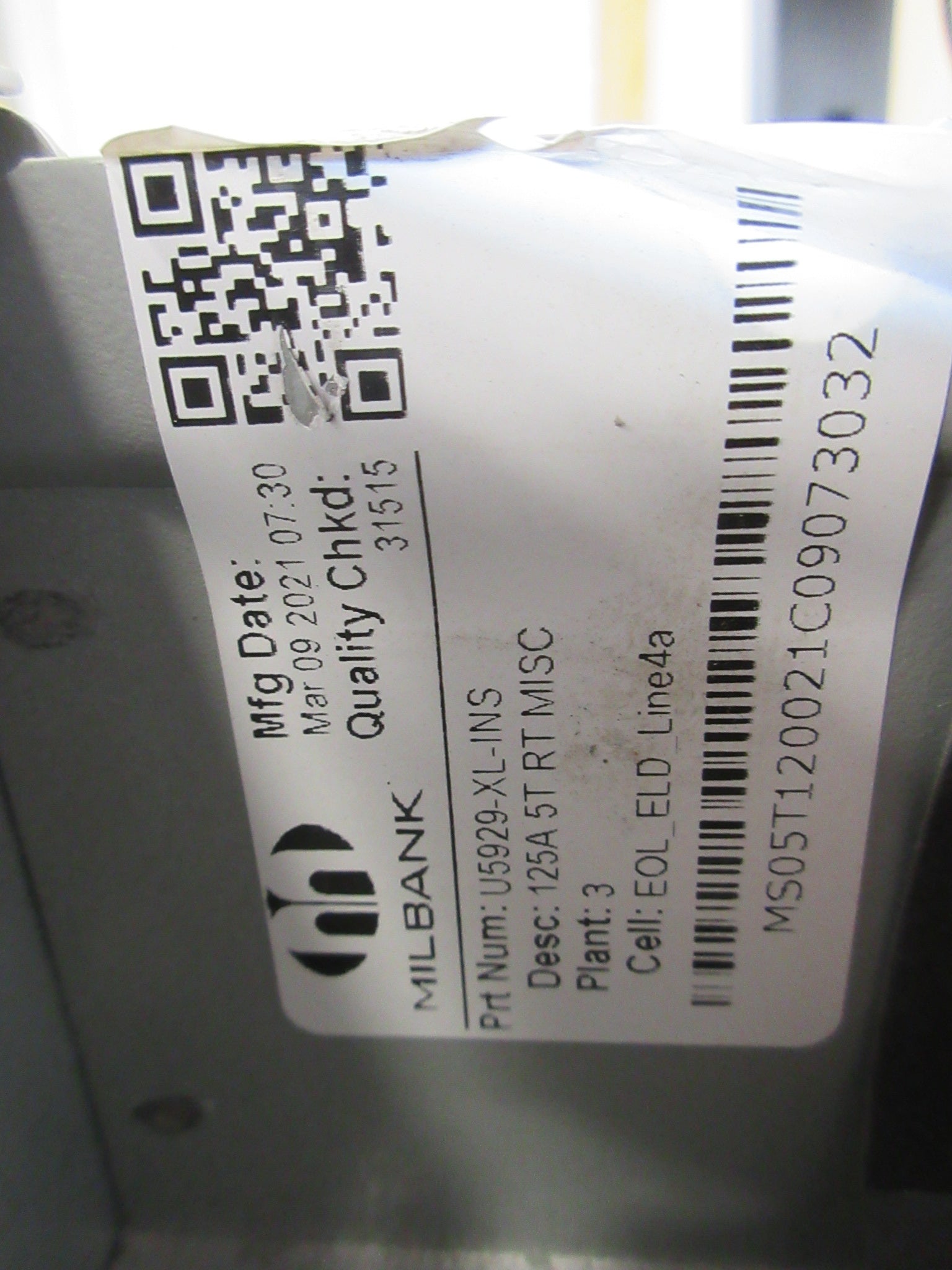 Milbank 3R Meter Socket U5929-XL-INS 100A 600V 1Ph 3W Used